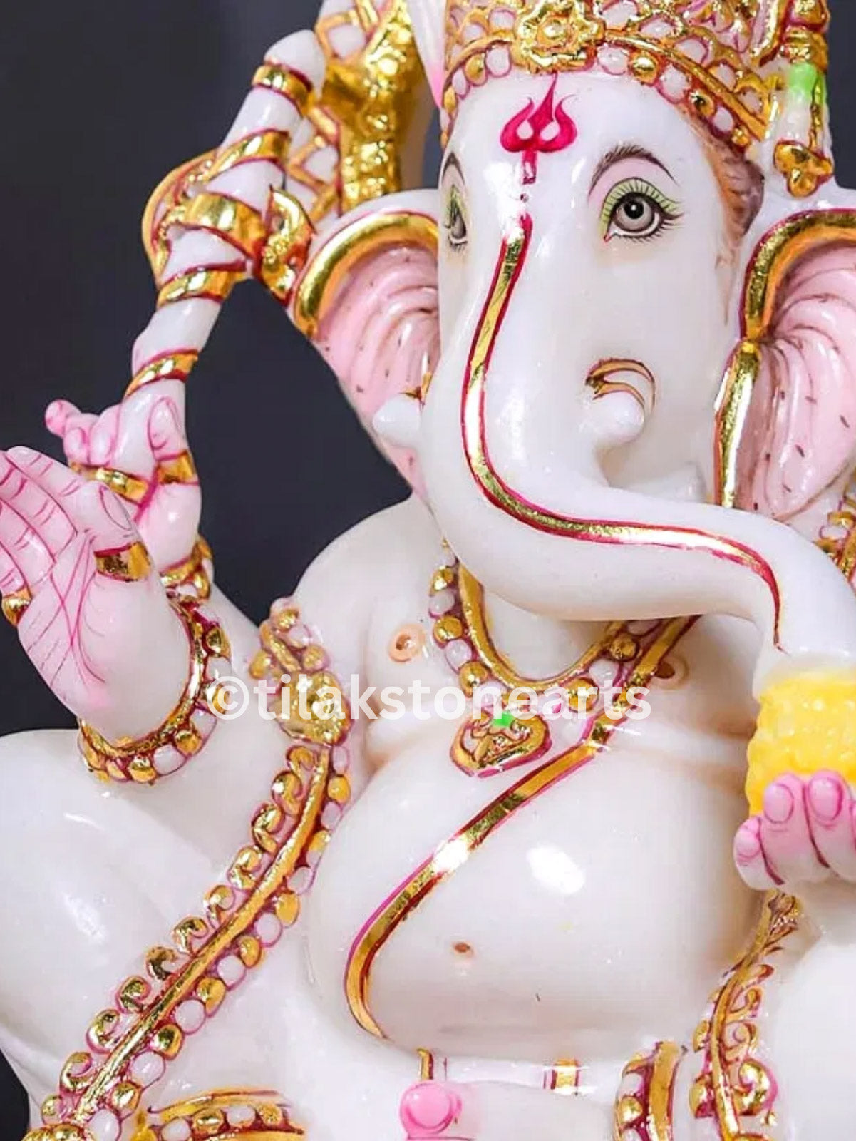 Lord Ganesha 12" Vietnam Pure White Marble Idol