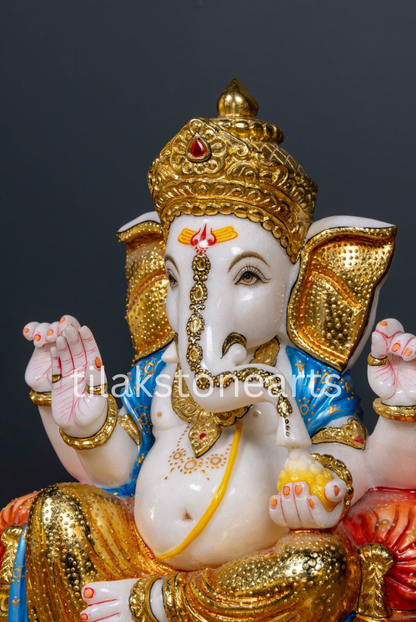 Lord Ganesha 18" Vietnam Pure White Marble Idol