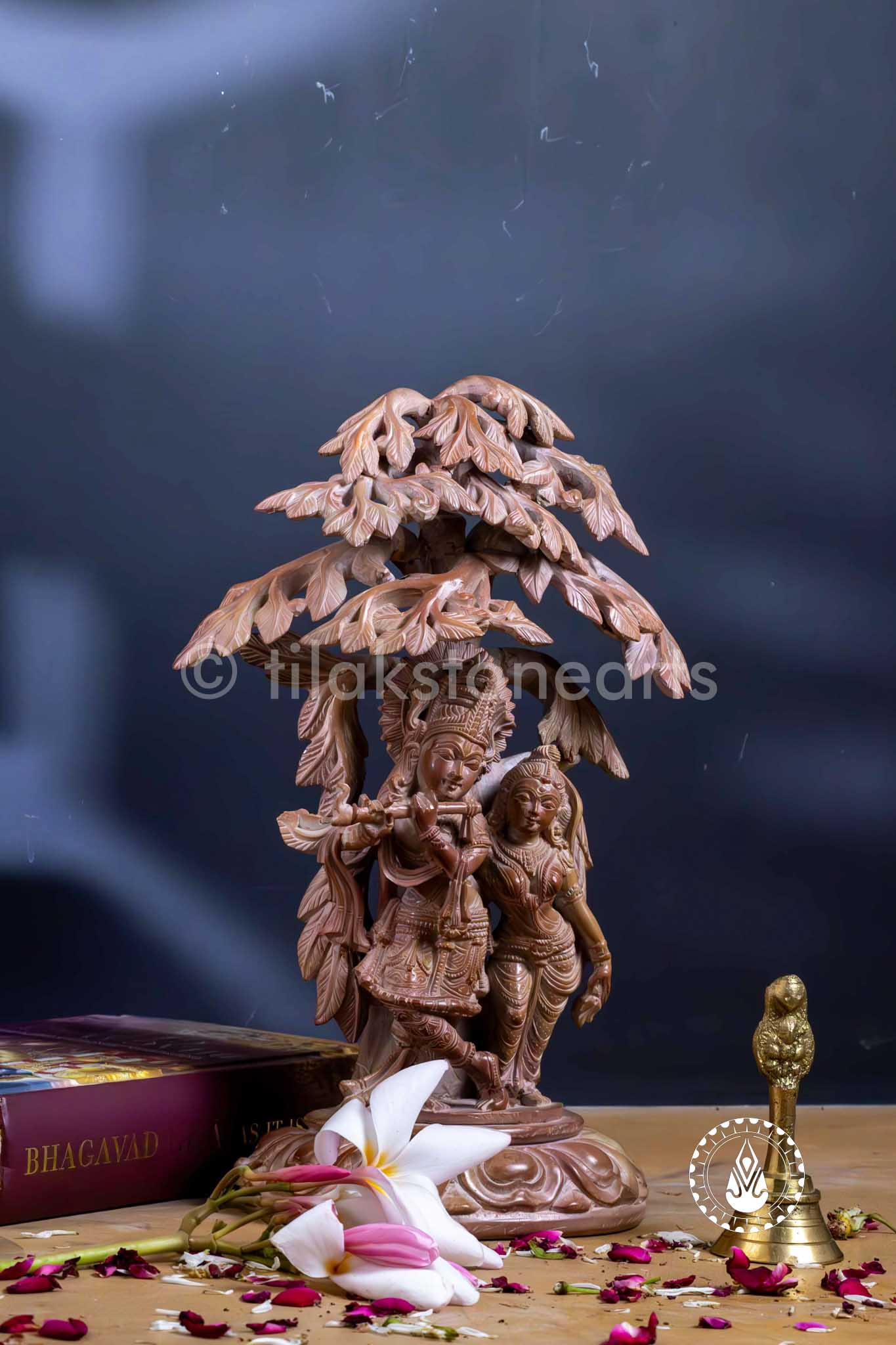 Radha Krishna Under A Tree 12" | Serpentine Stone