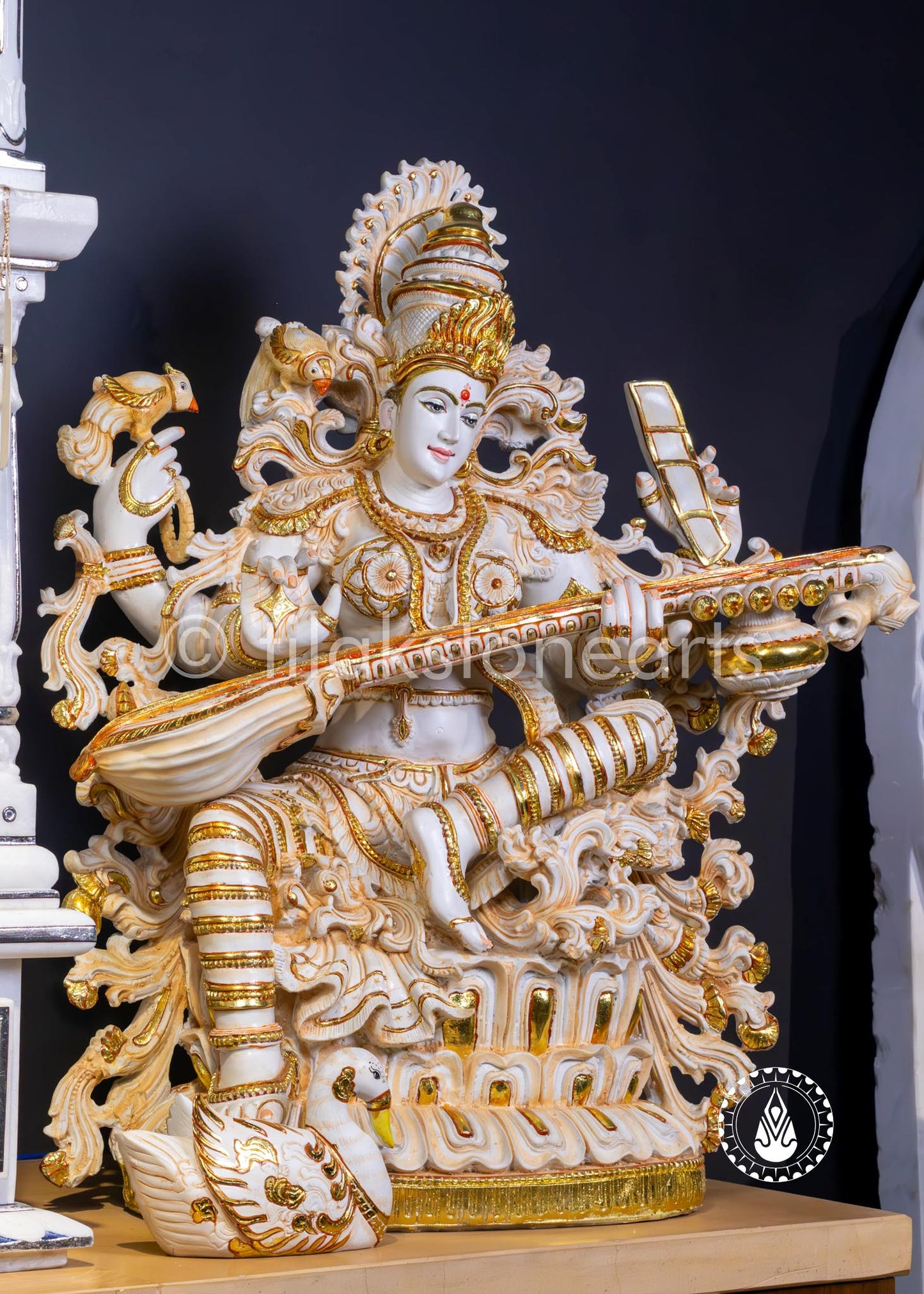 Saraswati Maa 34" | Cultured Marble