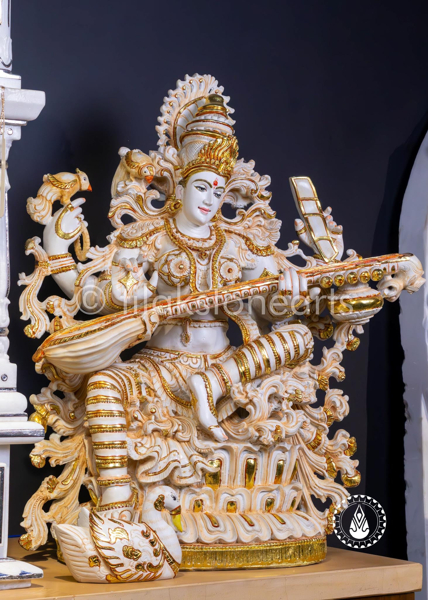 Saraswati Maa 34" | Cultured Marble