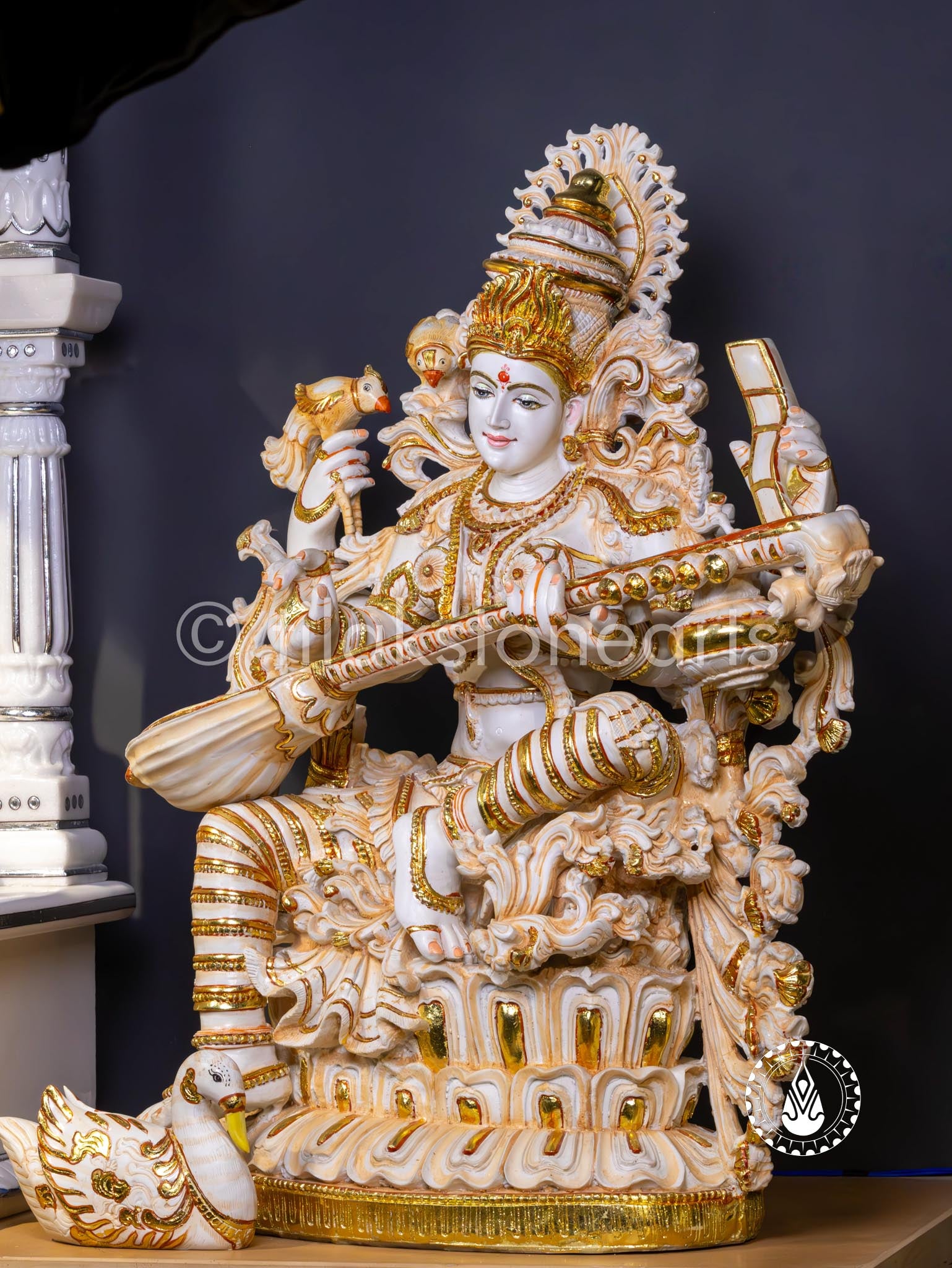 Saraswati Maa 34" | Cultured Marble