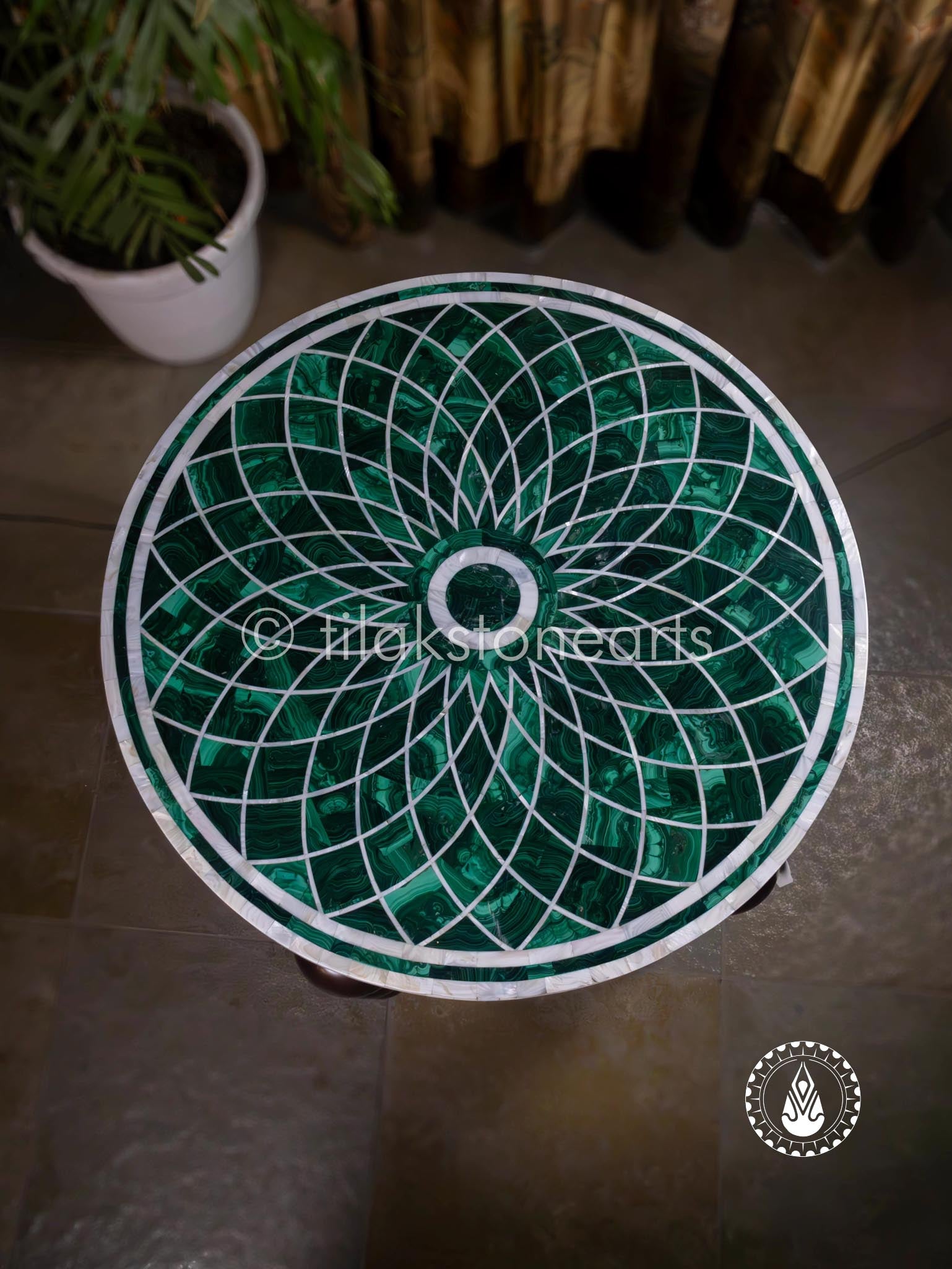 Malachite Majestic Center Table 36" | Green Malachite