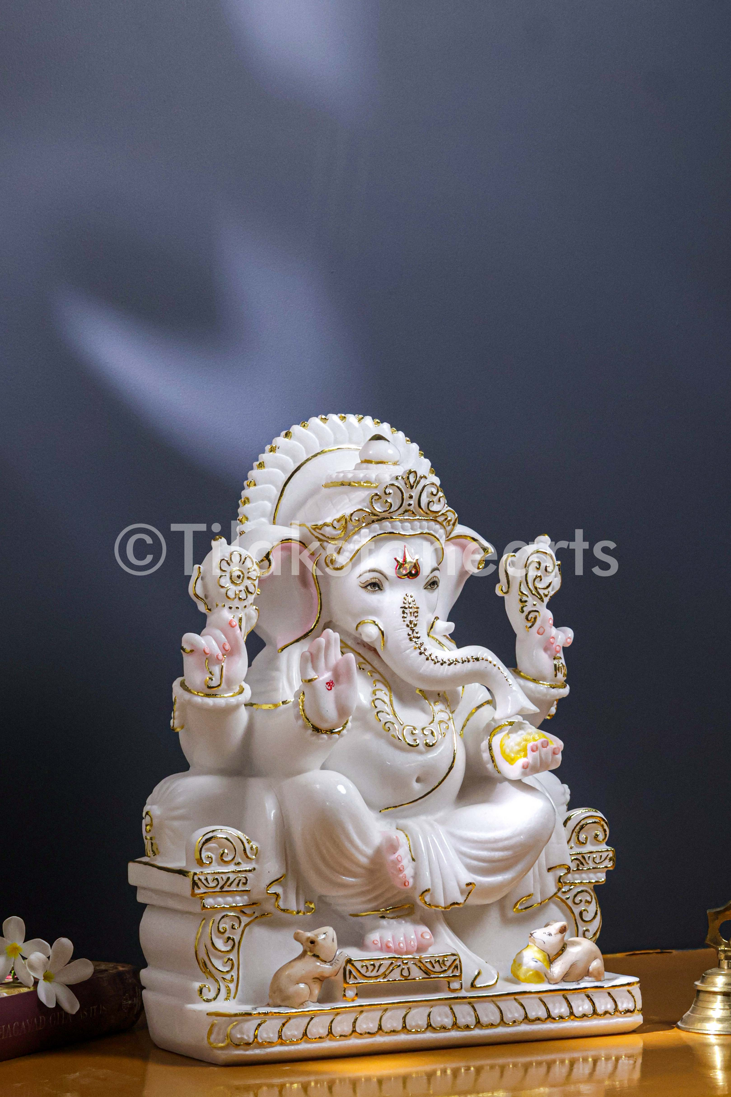 Lord Ganesha 18" Vietnam Pure White Marble Idol