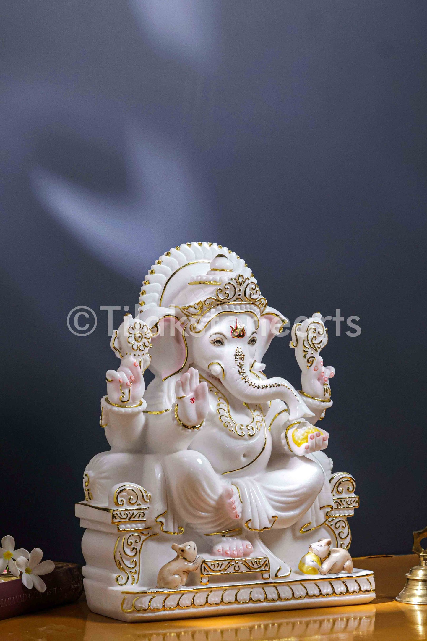 Lord Ganesha 18" Vietnam Pure White Marble Idol