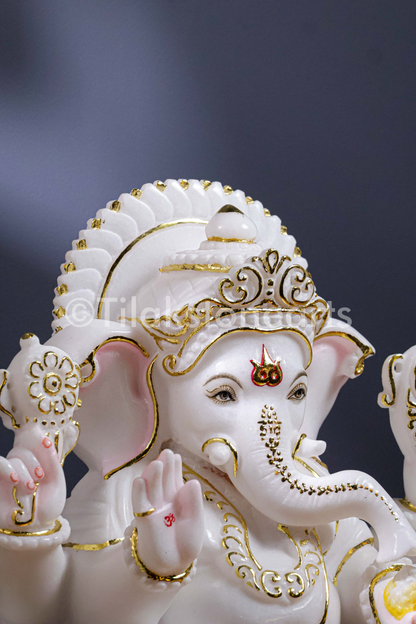 Lord Ganesha 18" Vietnam Pure White Marble Idol