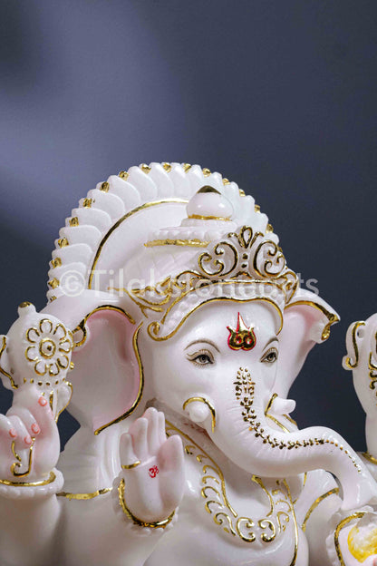 Lord Ganesha 18" Vietnam Pure White Marble Idol
