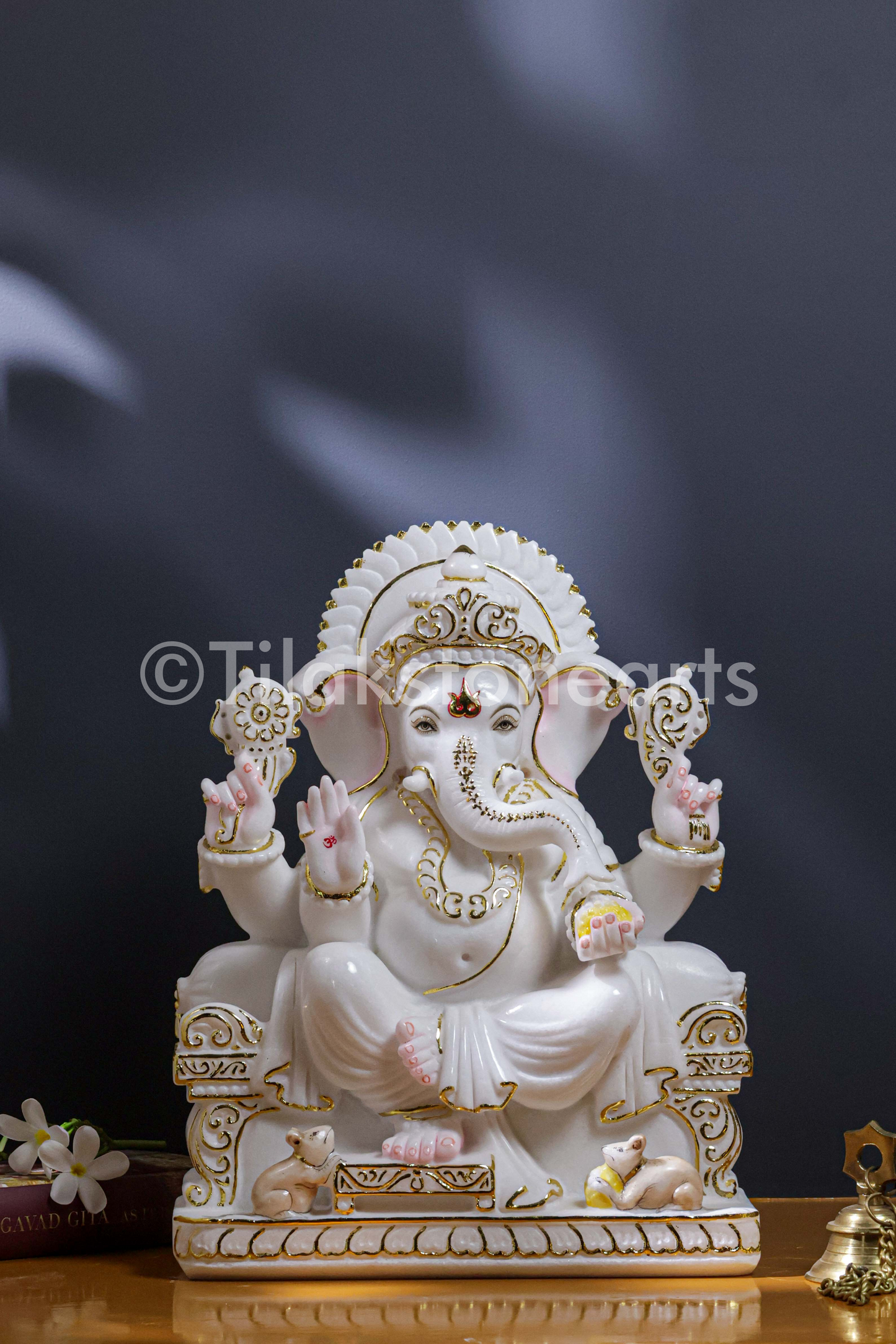 Lord Ganesha 18" Vietnam Pure White Marble Idol