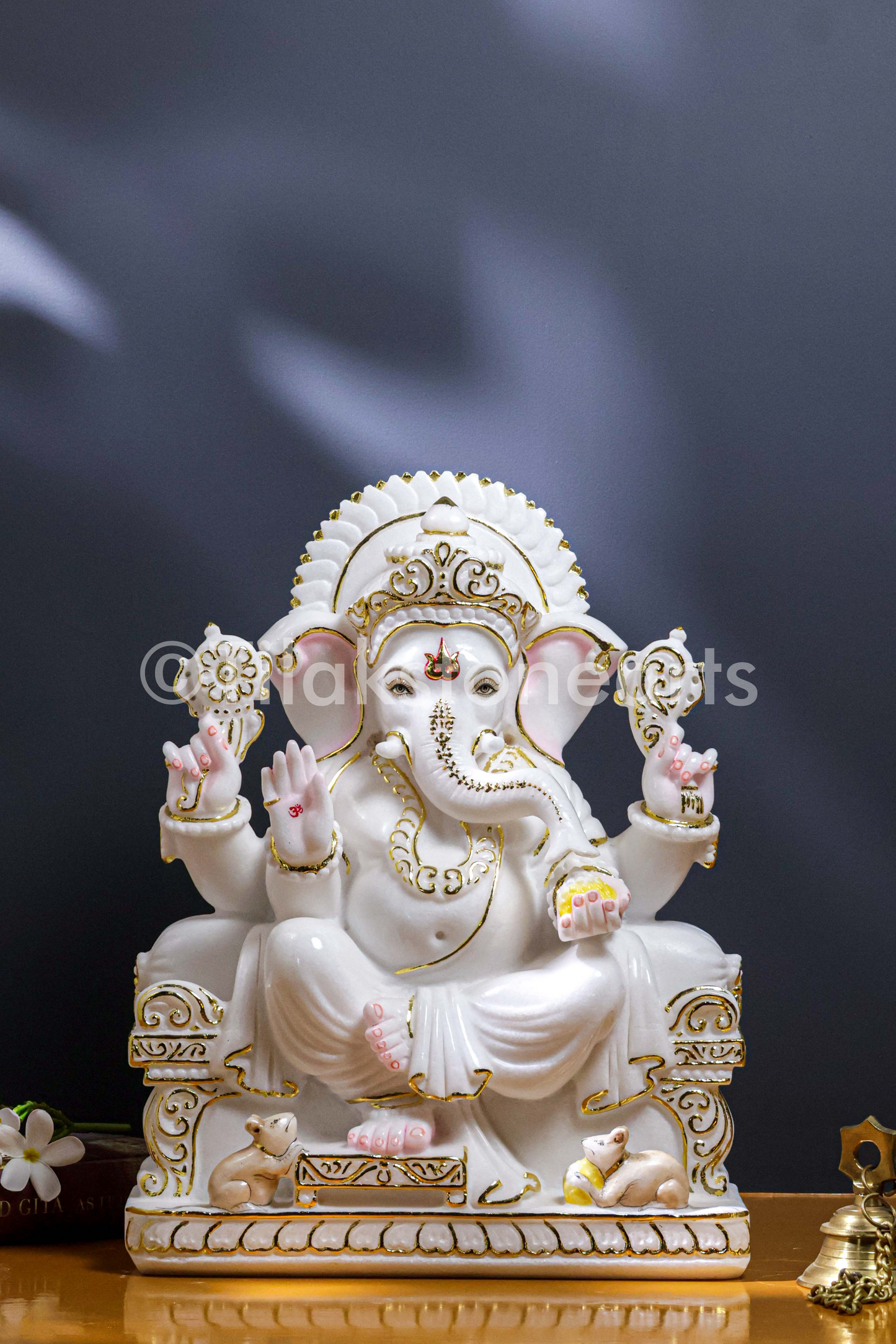 Lord Ganesha 18" Vietnam Pure White Marble Idol
