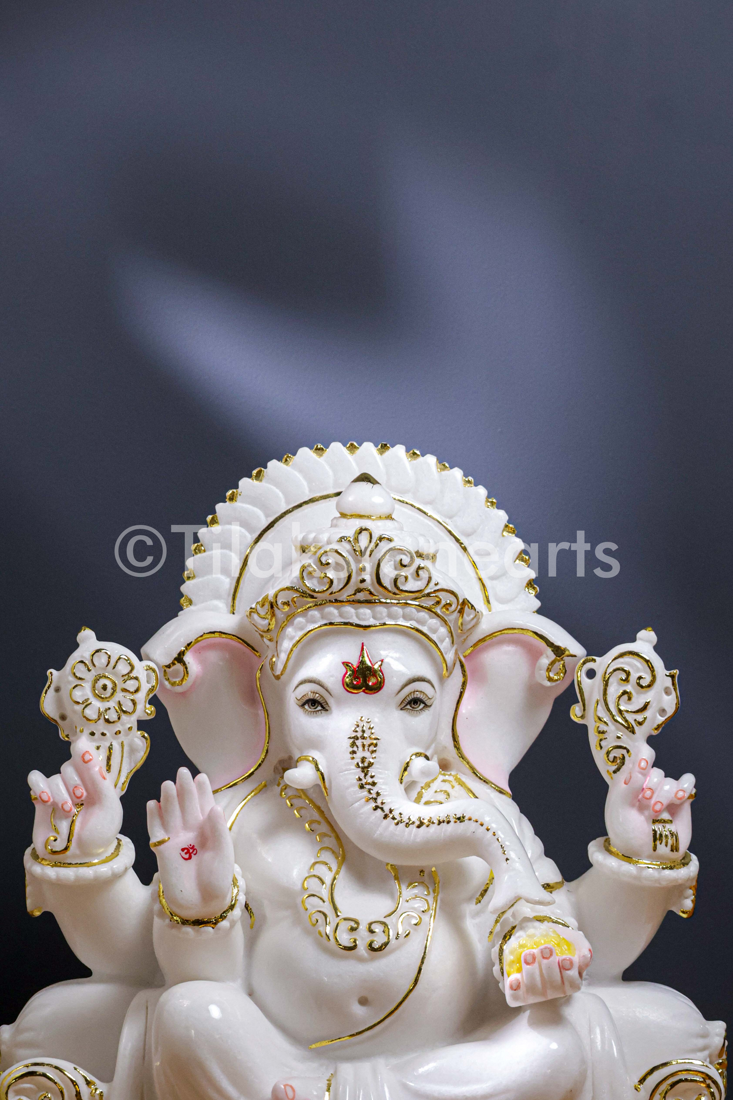 Lord Ganesha 18" Vietnam Pure White Marble Idol