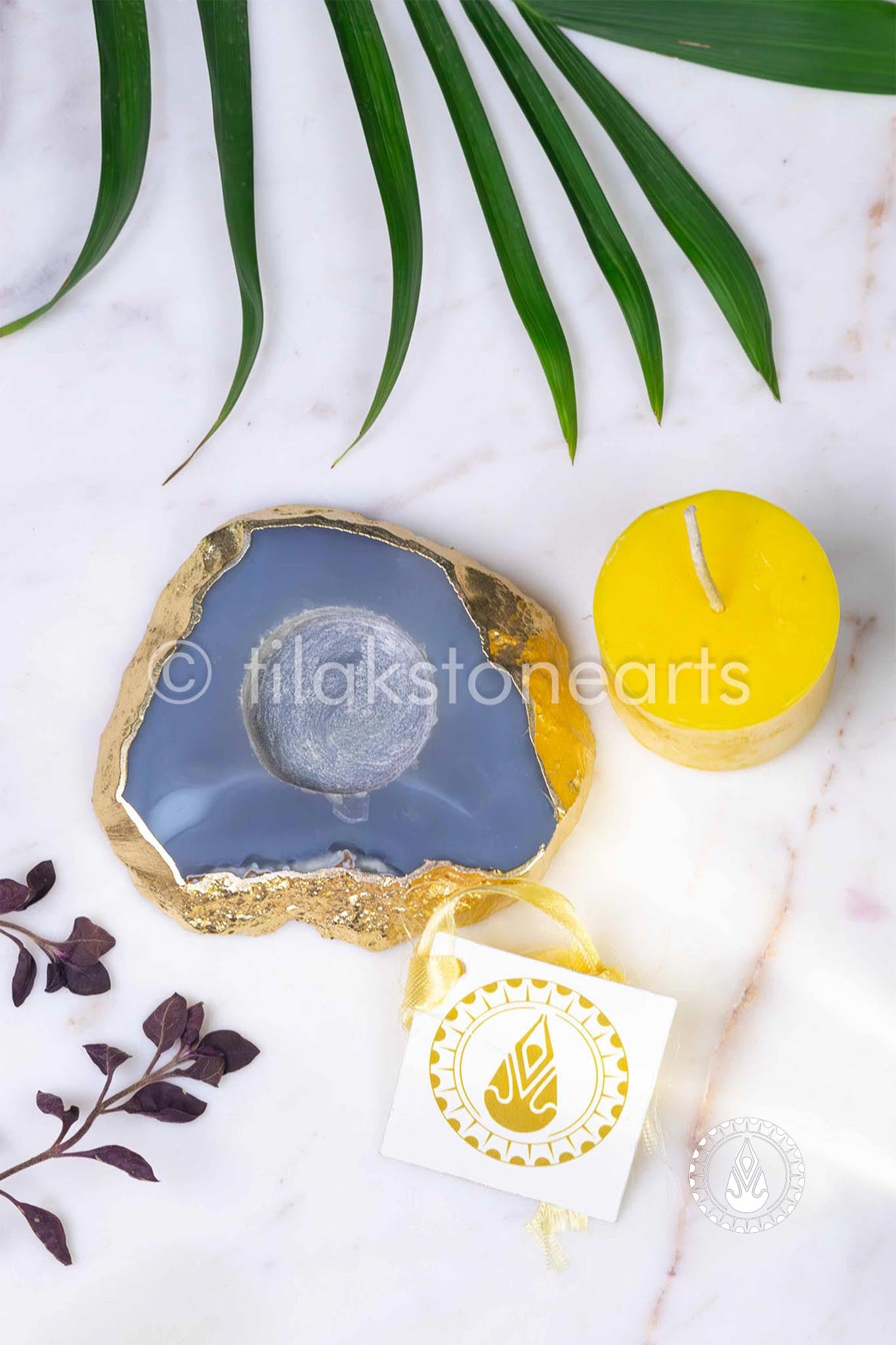 Candle Holder 6" | Agate Stone