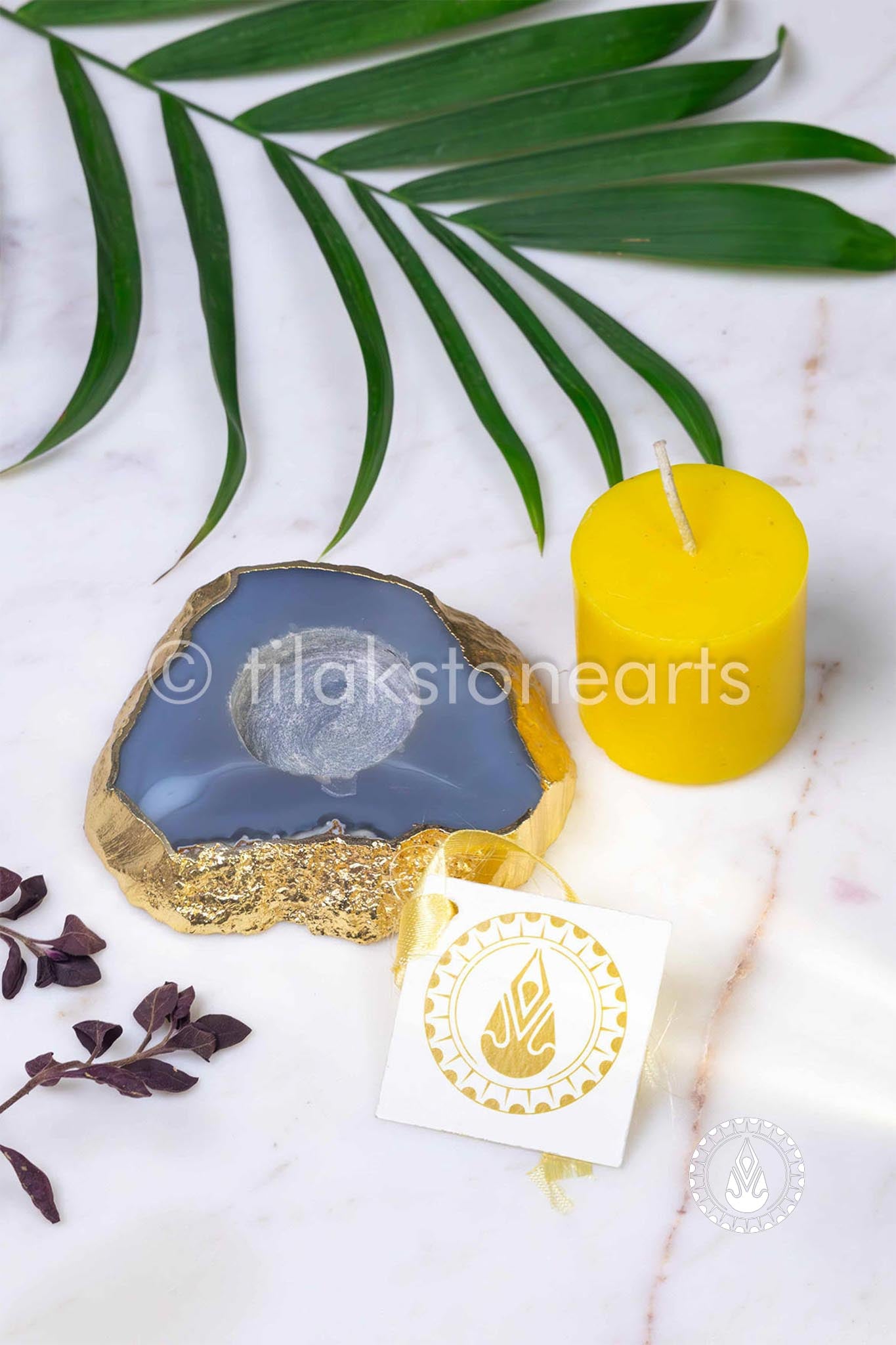 Candle Holder 6" | Agate Stone