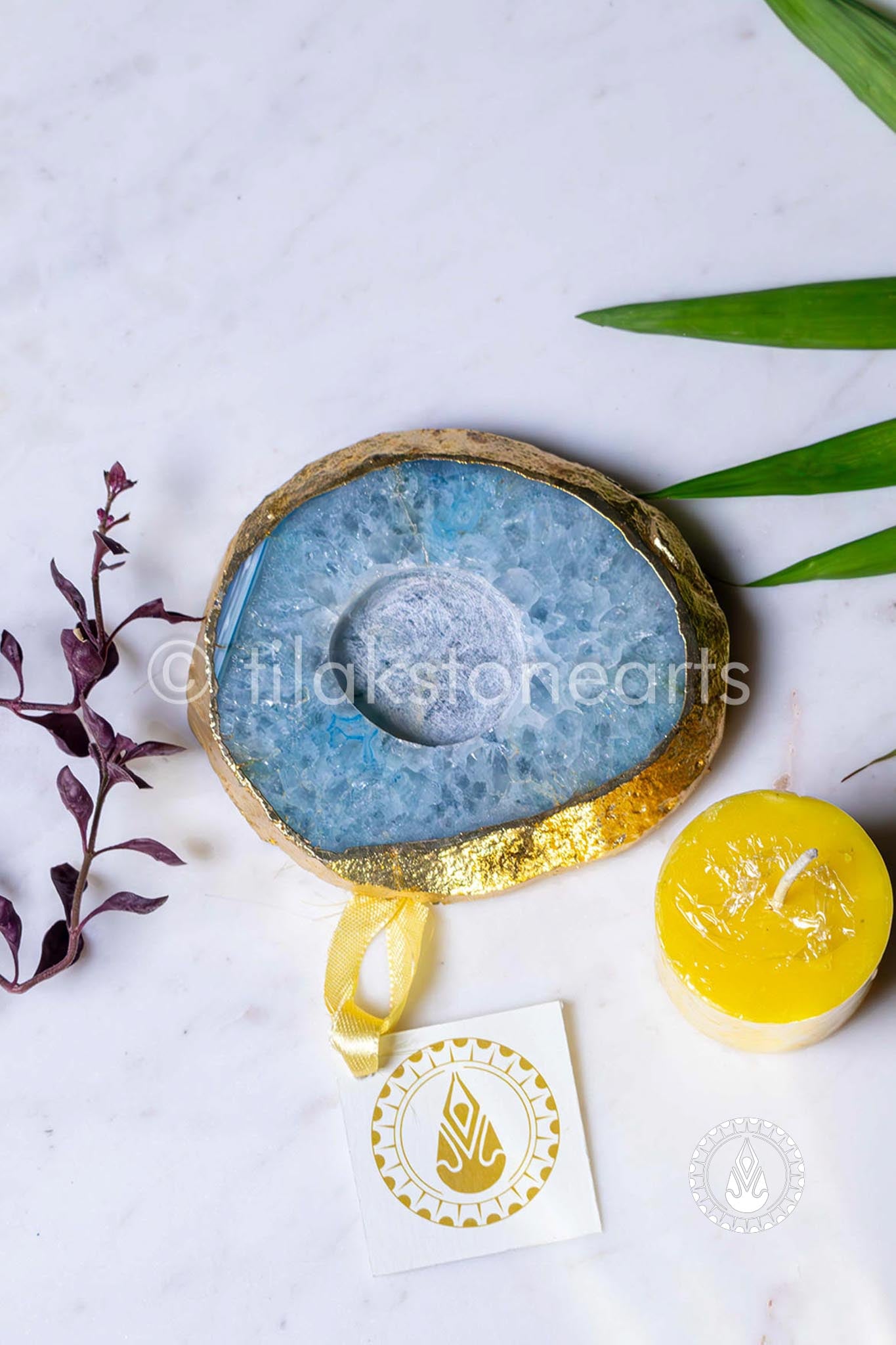 Candle Holder 6" | Agate Stone