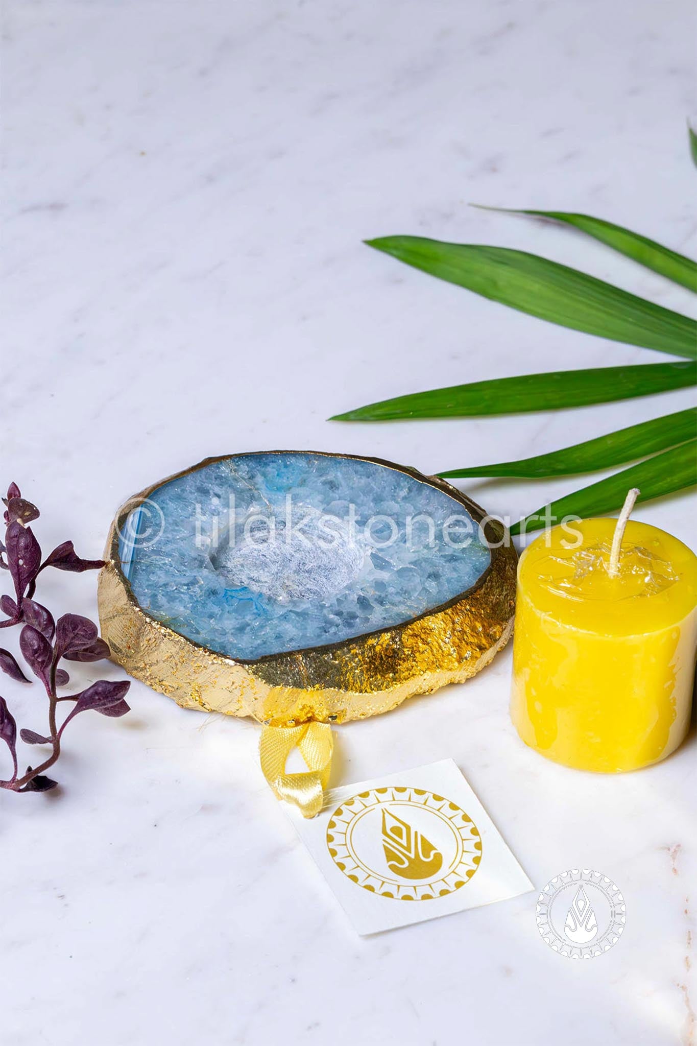 Candle Holder 6" | Agate Stone