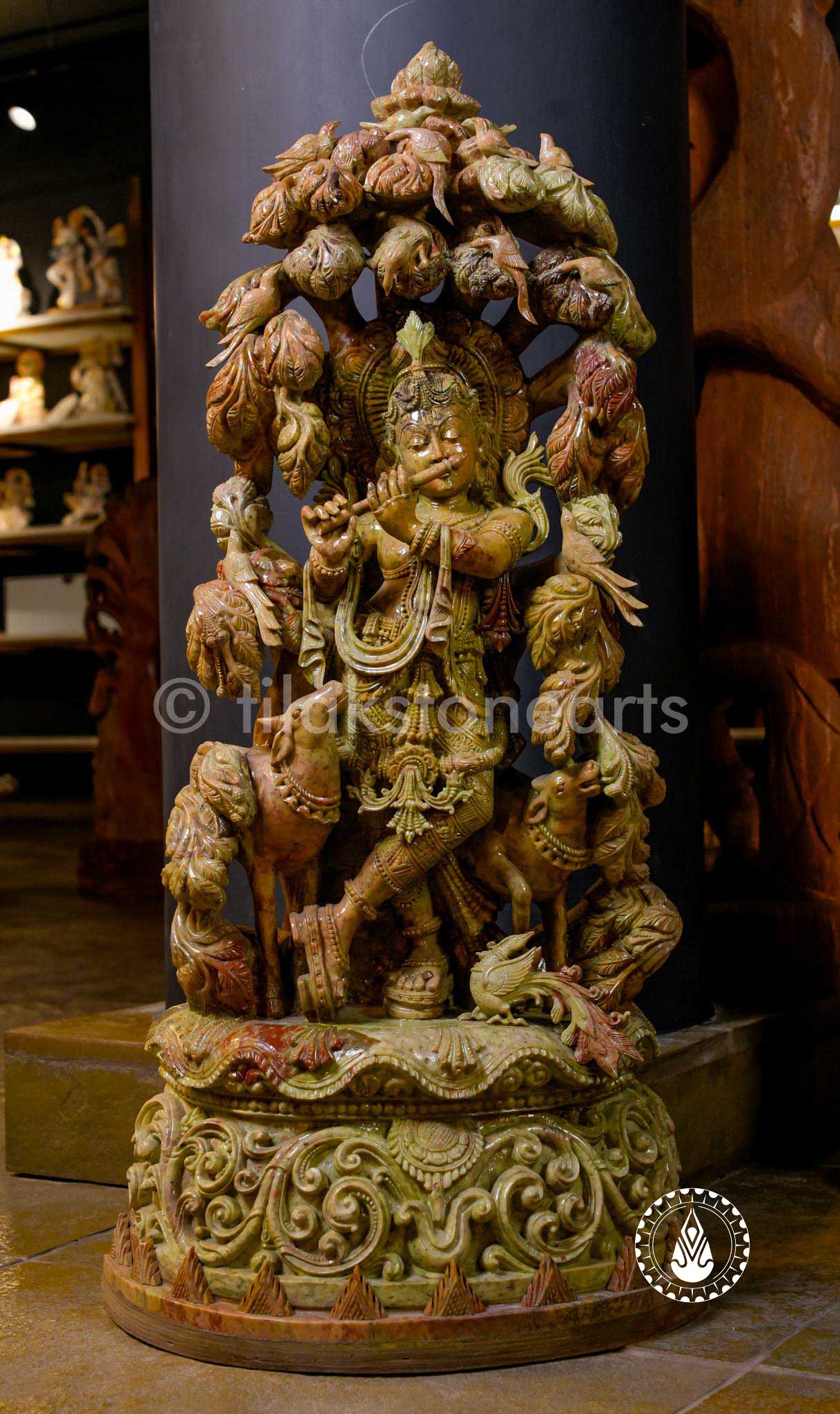 Krishna Under Tree 34" | Jade Onyx