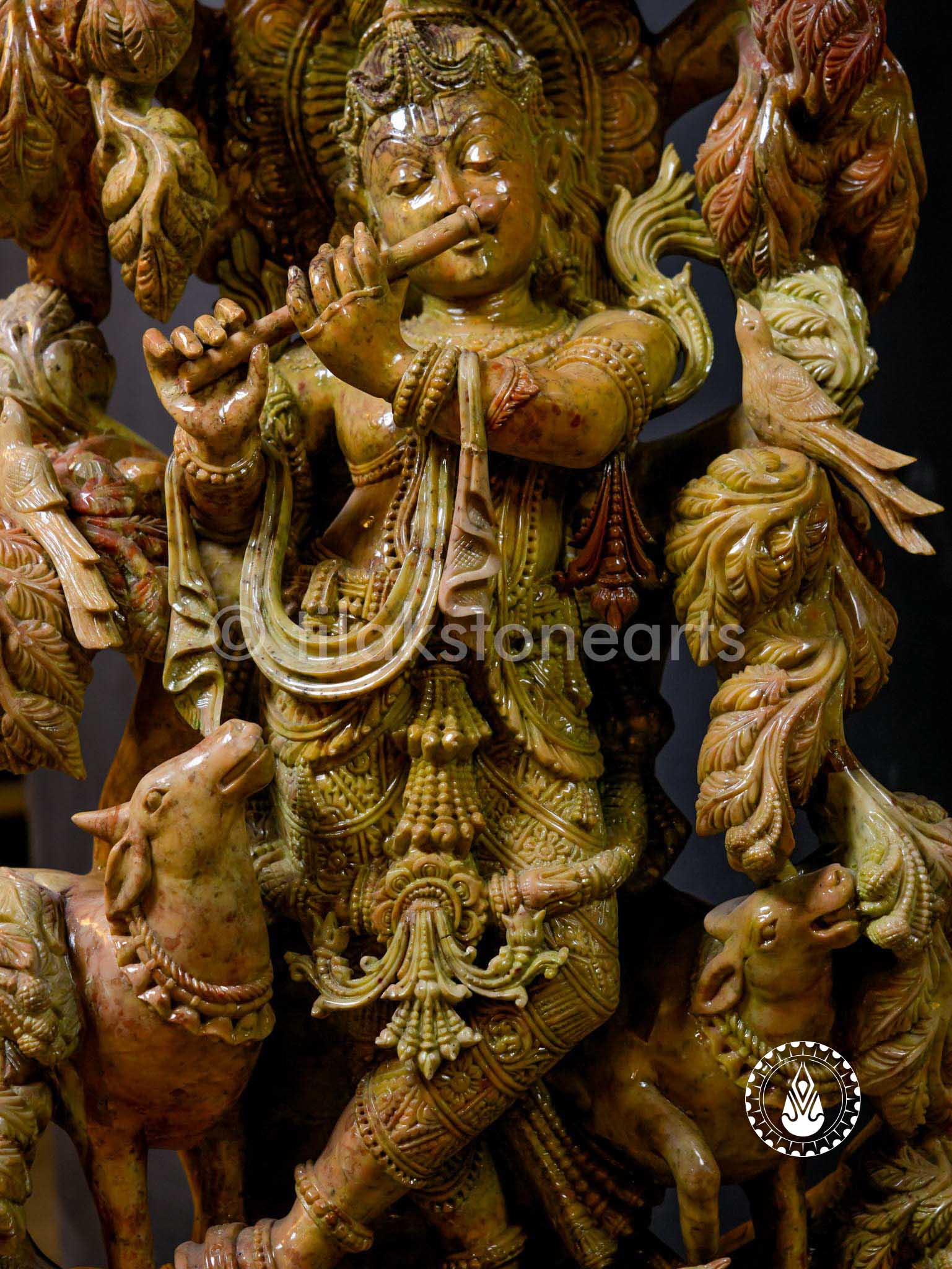 Krishna Under Tree 34" | Jade Onyx