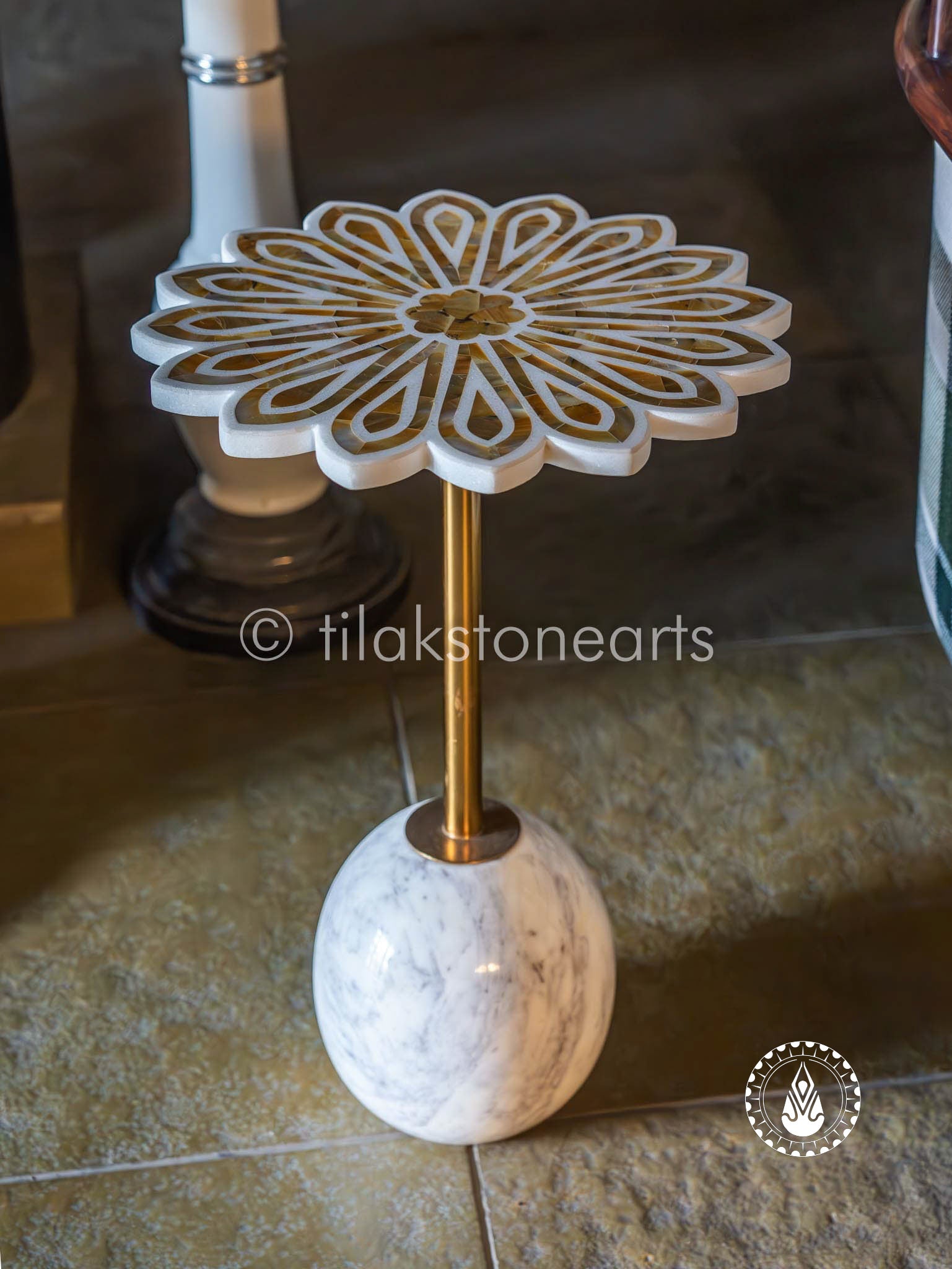 MOP Inlay Side Table 16"
