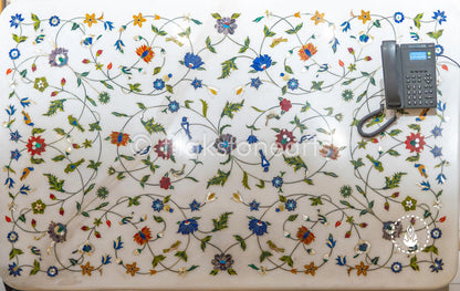 Dining Table 32" | Swiss White With Inlay