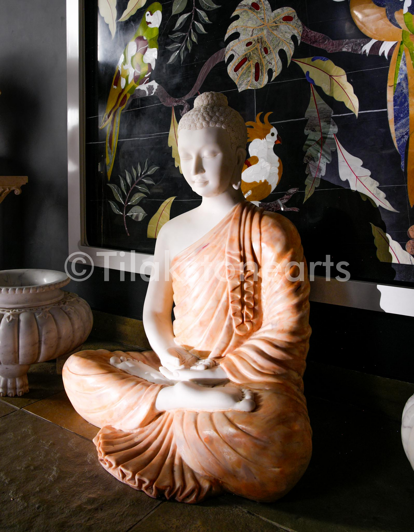 Buddha 34” Vietnam Pure Cultured Marble Idol