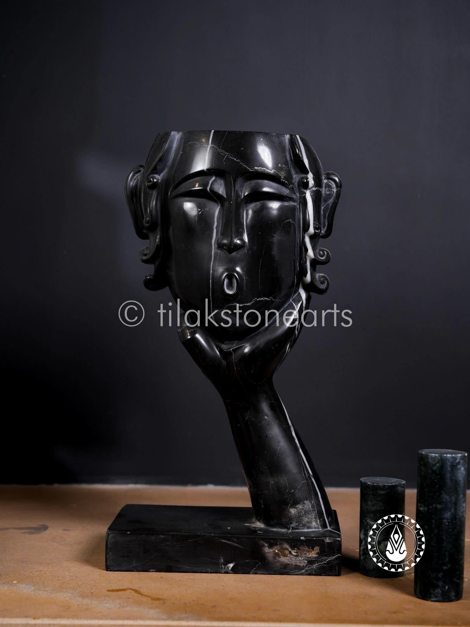The Midnight Face 16" | Mid Night Black Stone