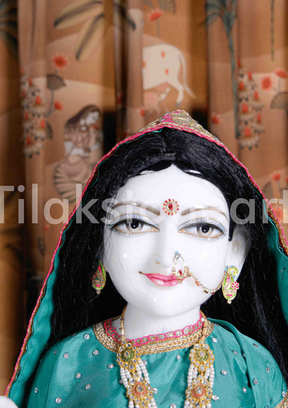 Isckon Radha Krishna 38" Vietnam Pure White & Natural Black Marble Idol