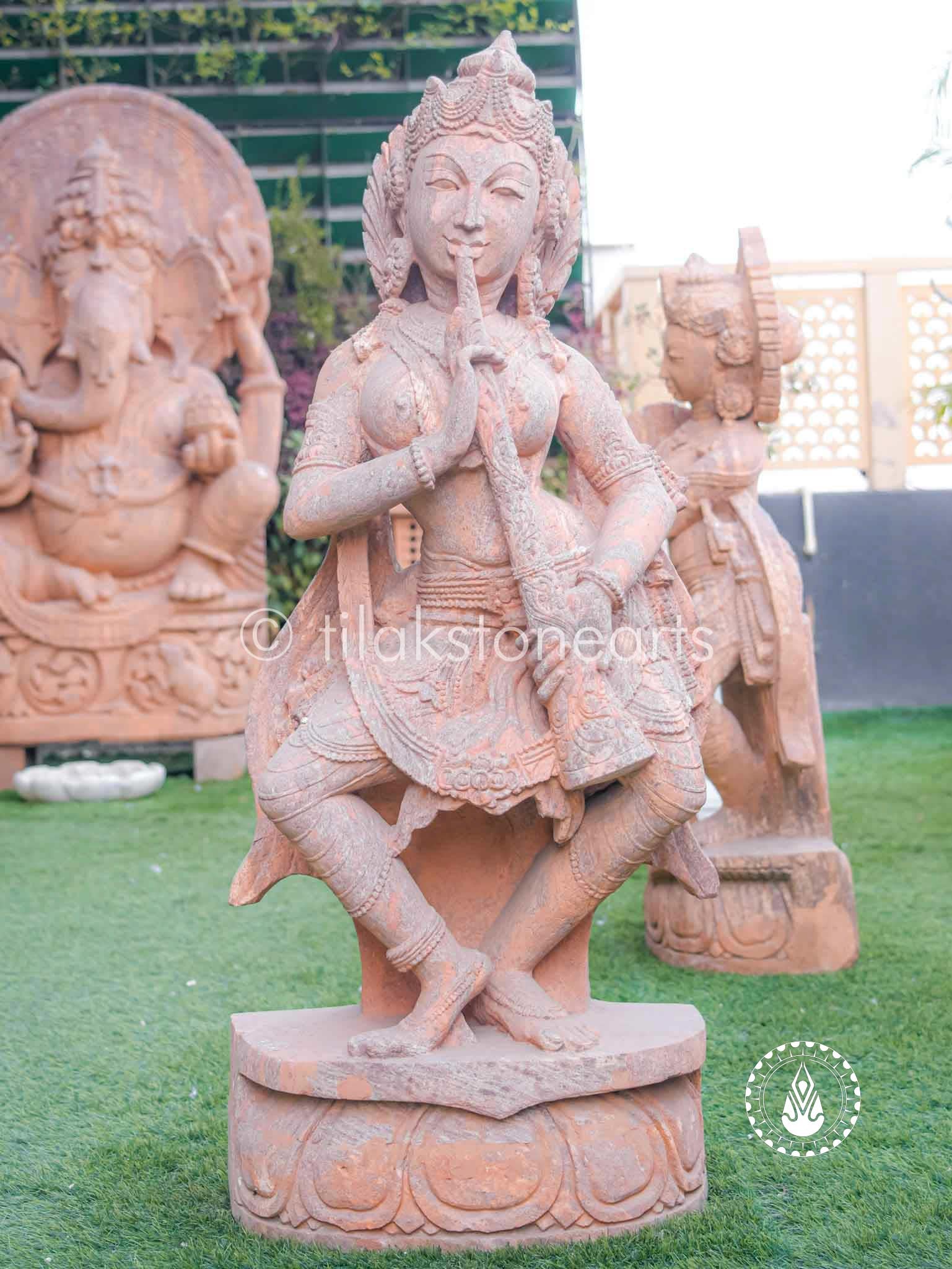 Flute Player 48" | Red Sandstone