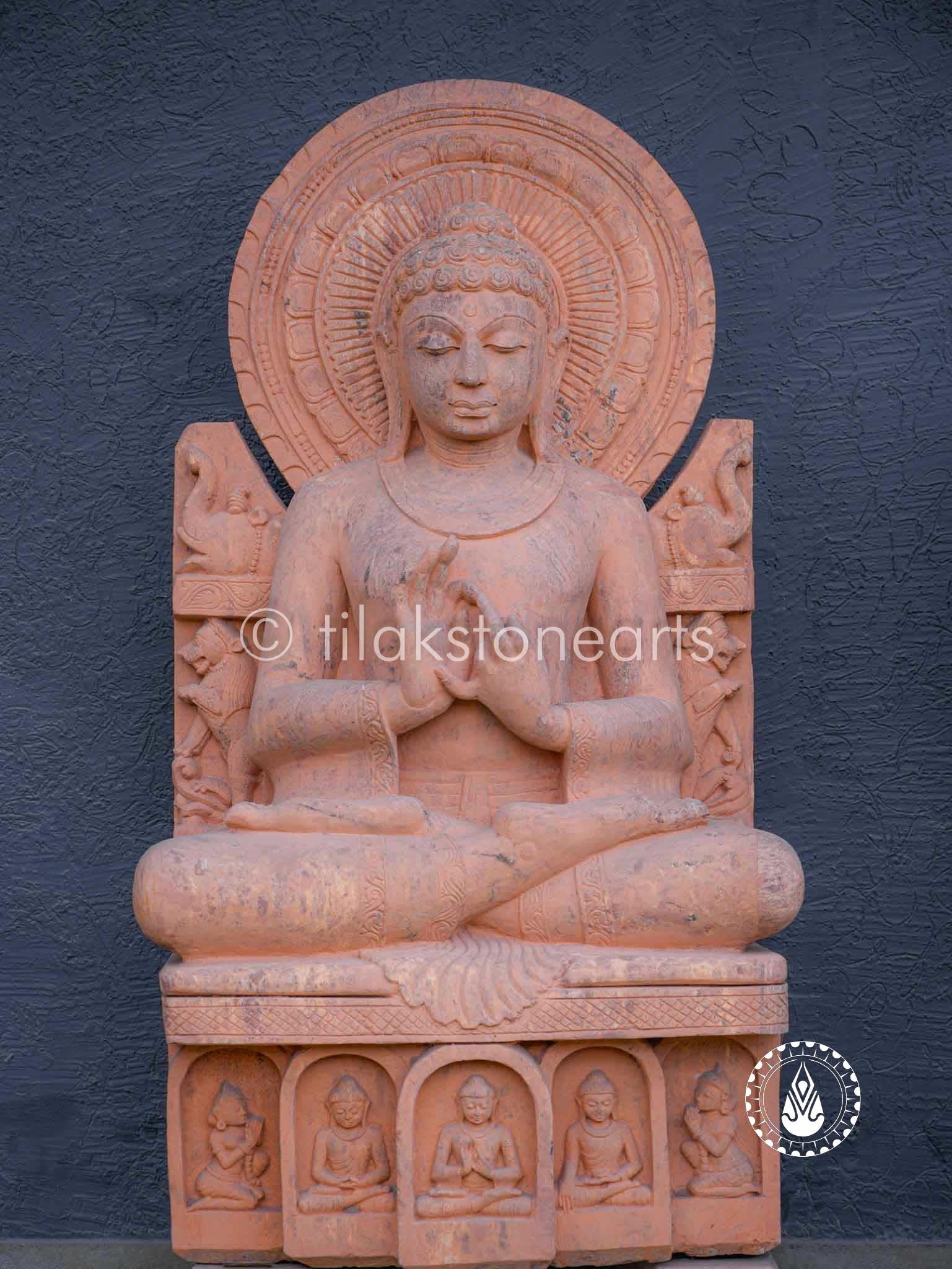 The Shanti Buddha 57" | Red Sandstone