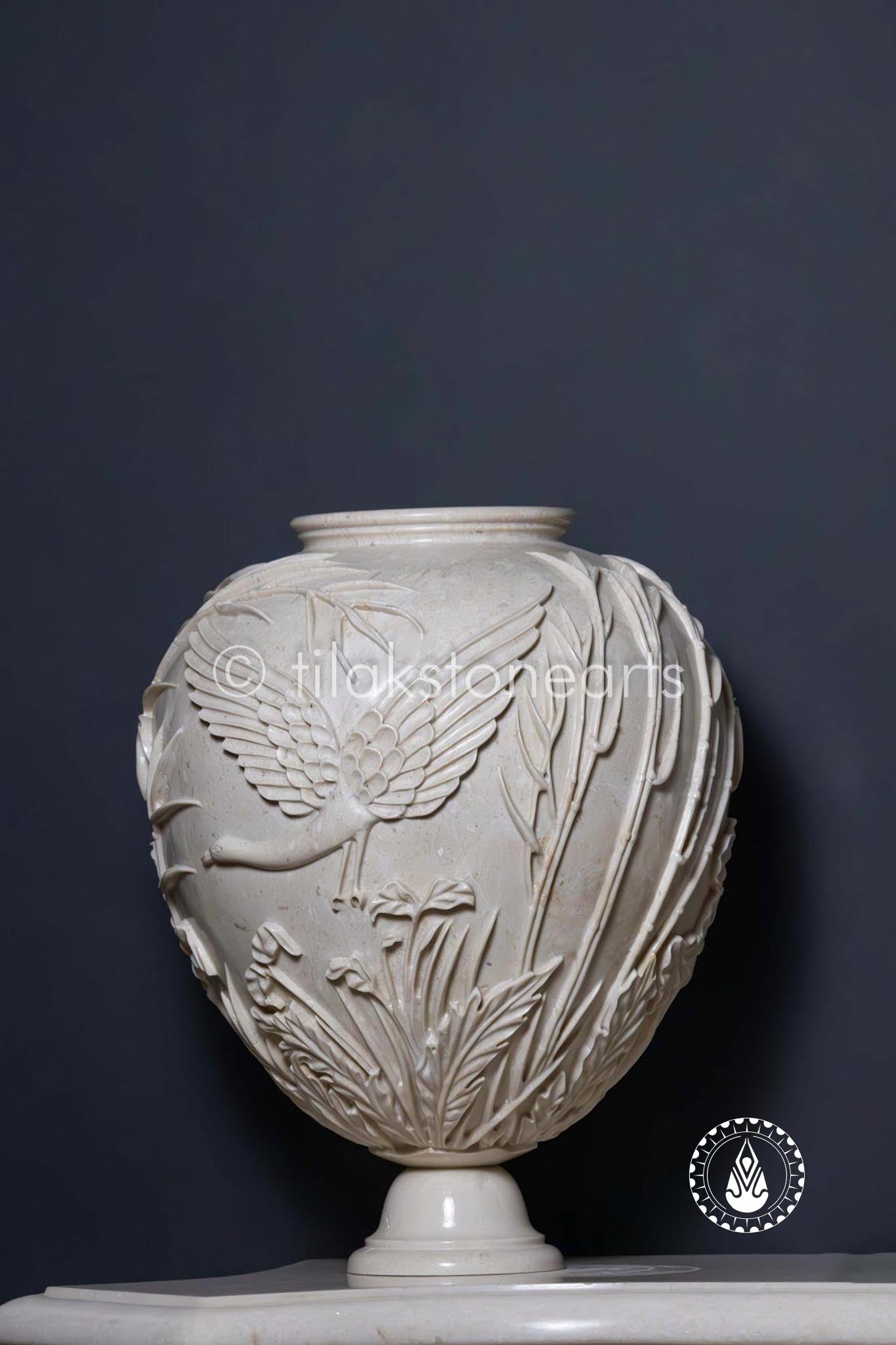 Amazonian Vase 15" | Botticino Marble