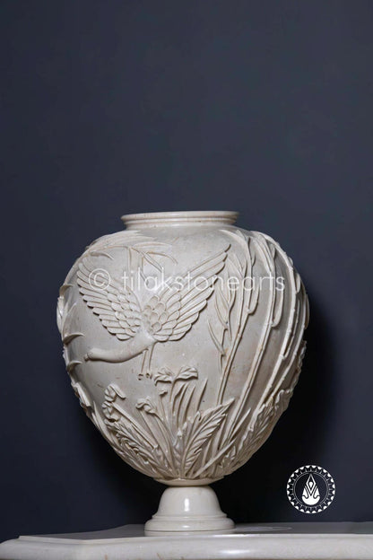 Amazonian Vase 15" | Botticino Marble