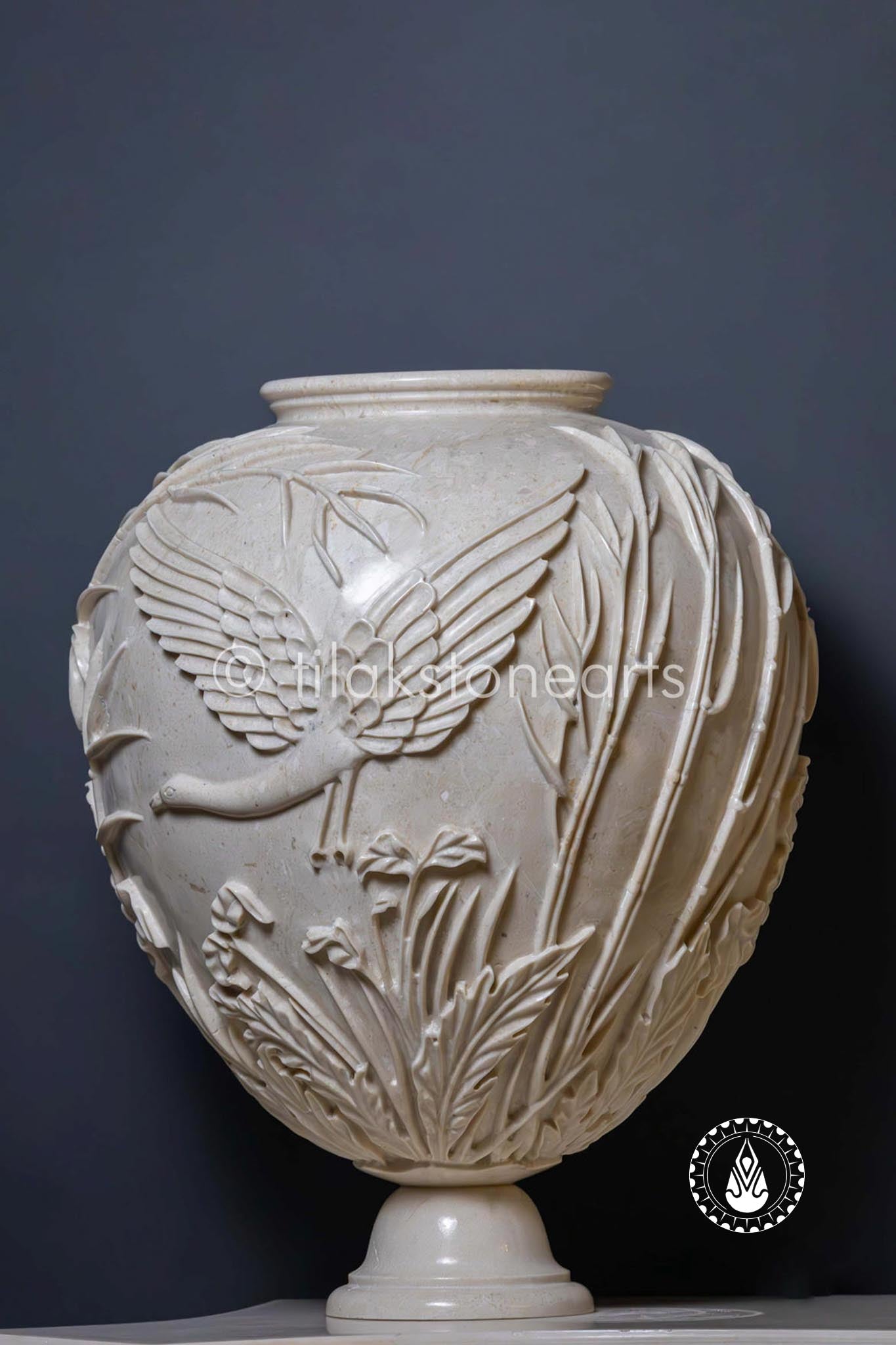 Amazonian Vase 15" | Botticino Marble