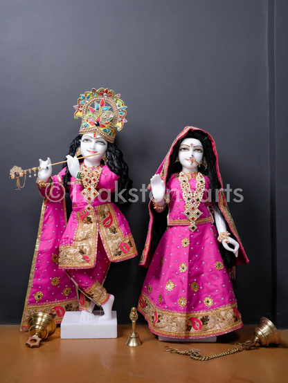 Radha Krishna 24" Vietnam Pure White Marble Idol