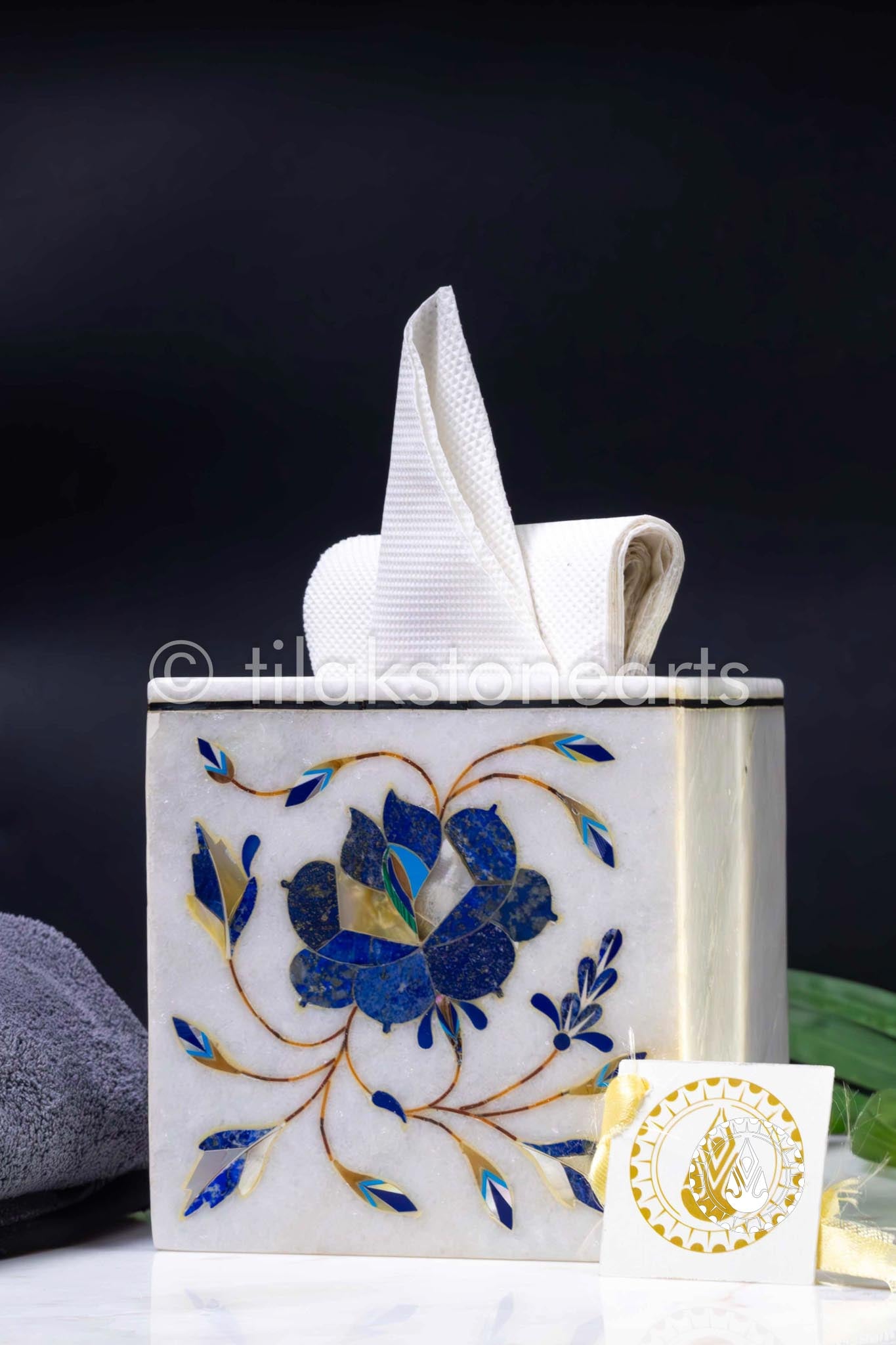 Tissue Paper Holder 5" | Inlay Stones