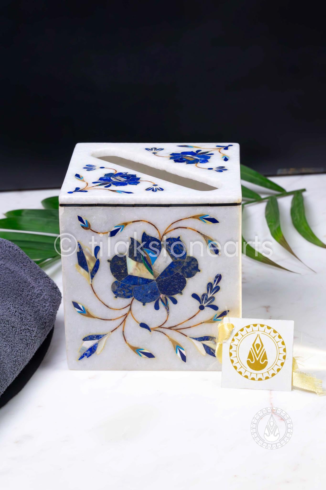 Tissue Paper Holder 5" | Inlay Stones