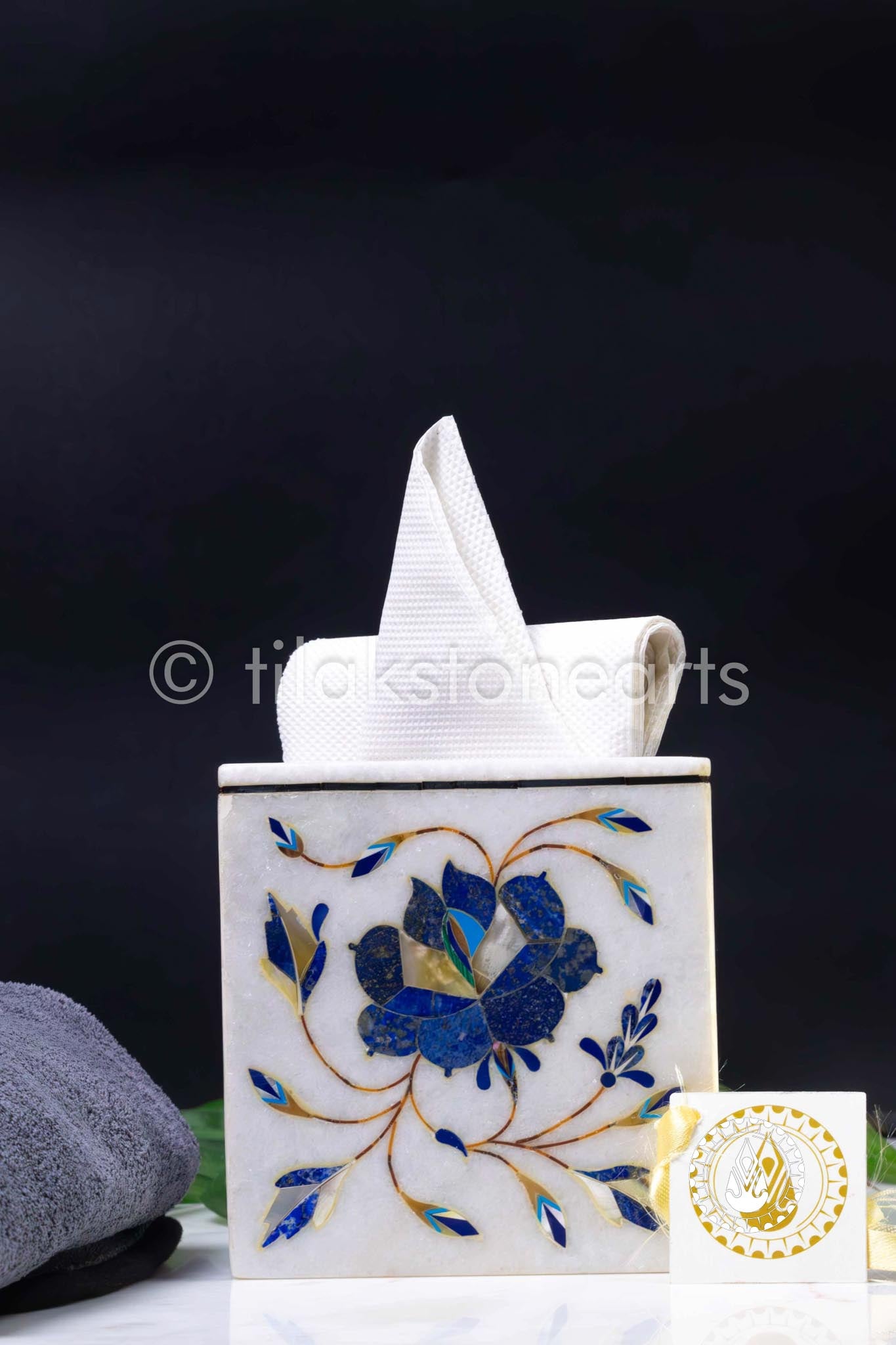 Tissue Paper Holder 5" | Inlay Stones