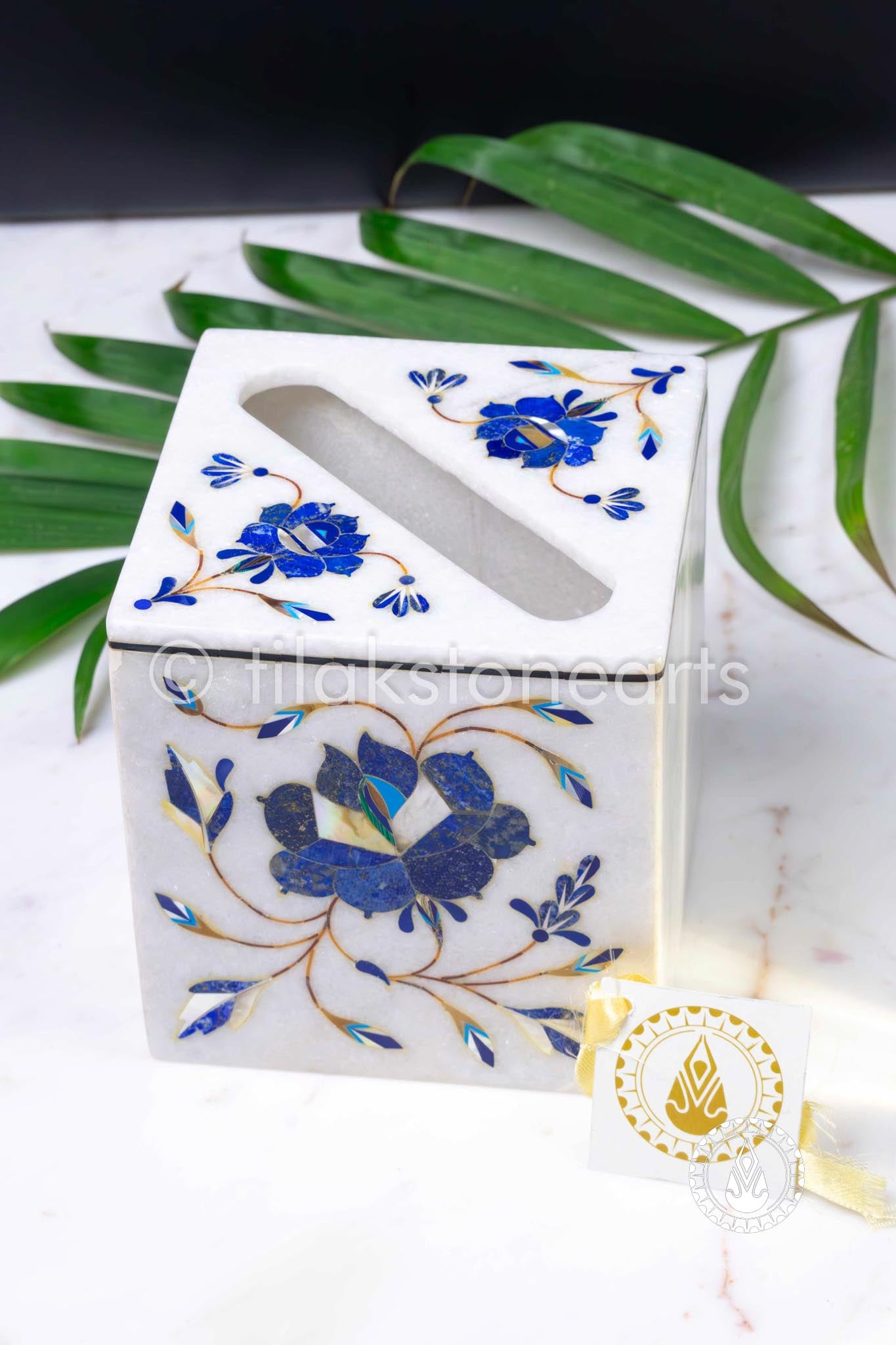Tissue Paper Holder 5" | Inlay Stones
