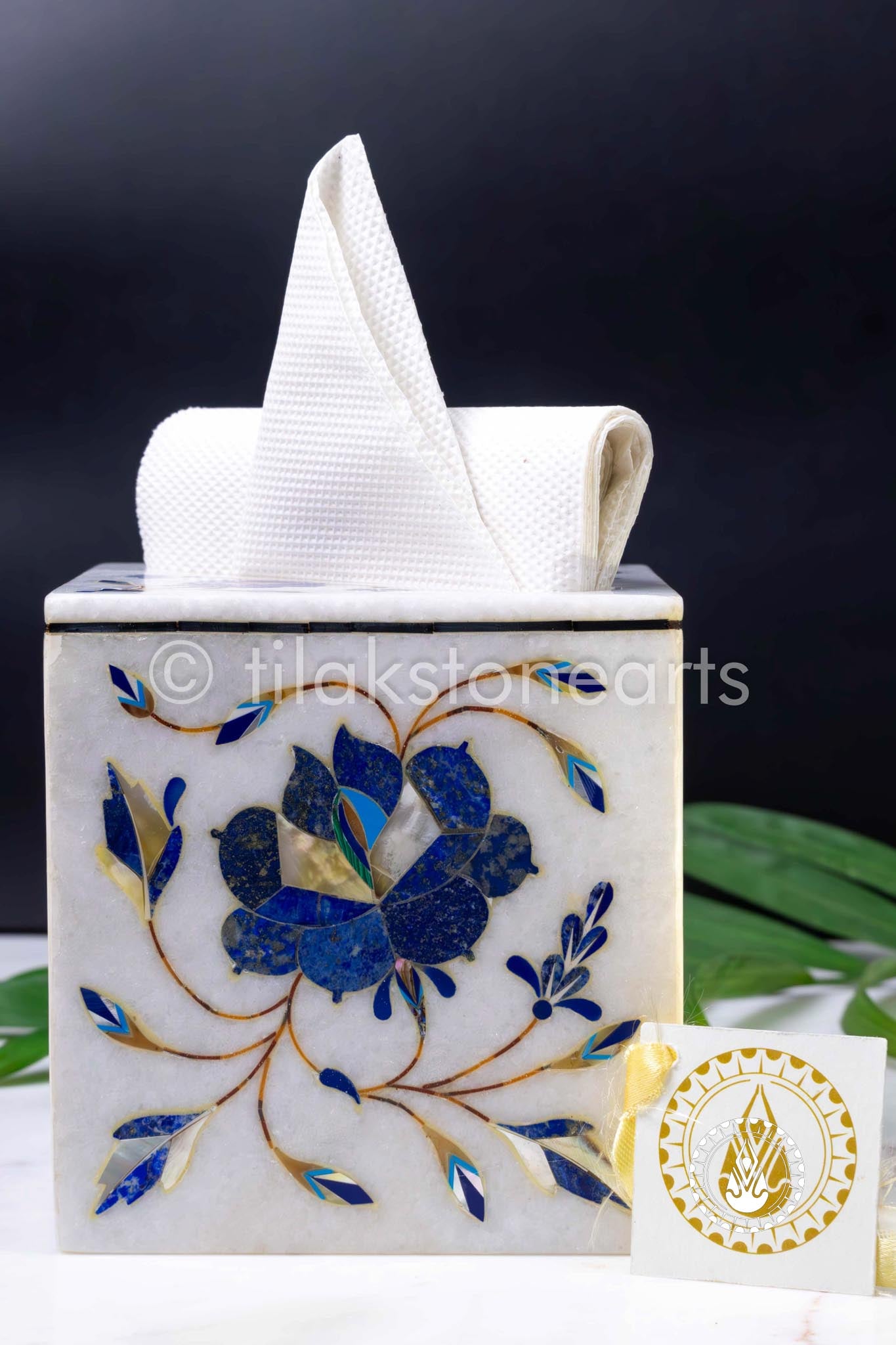 Tissue Paper Holder 5" | Inlay Stones