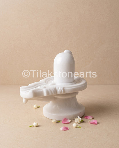 Shiva Mukha Shivlingum 9" Vietnam Pure White Marble
