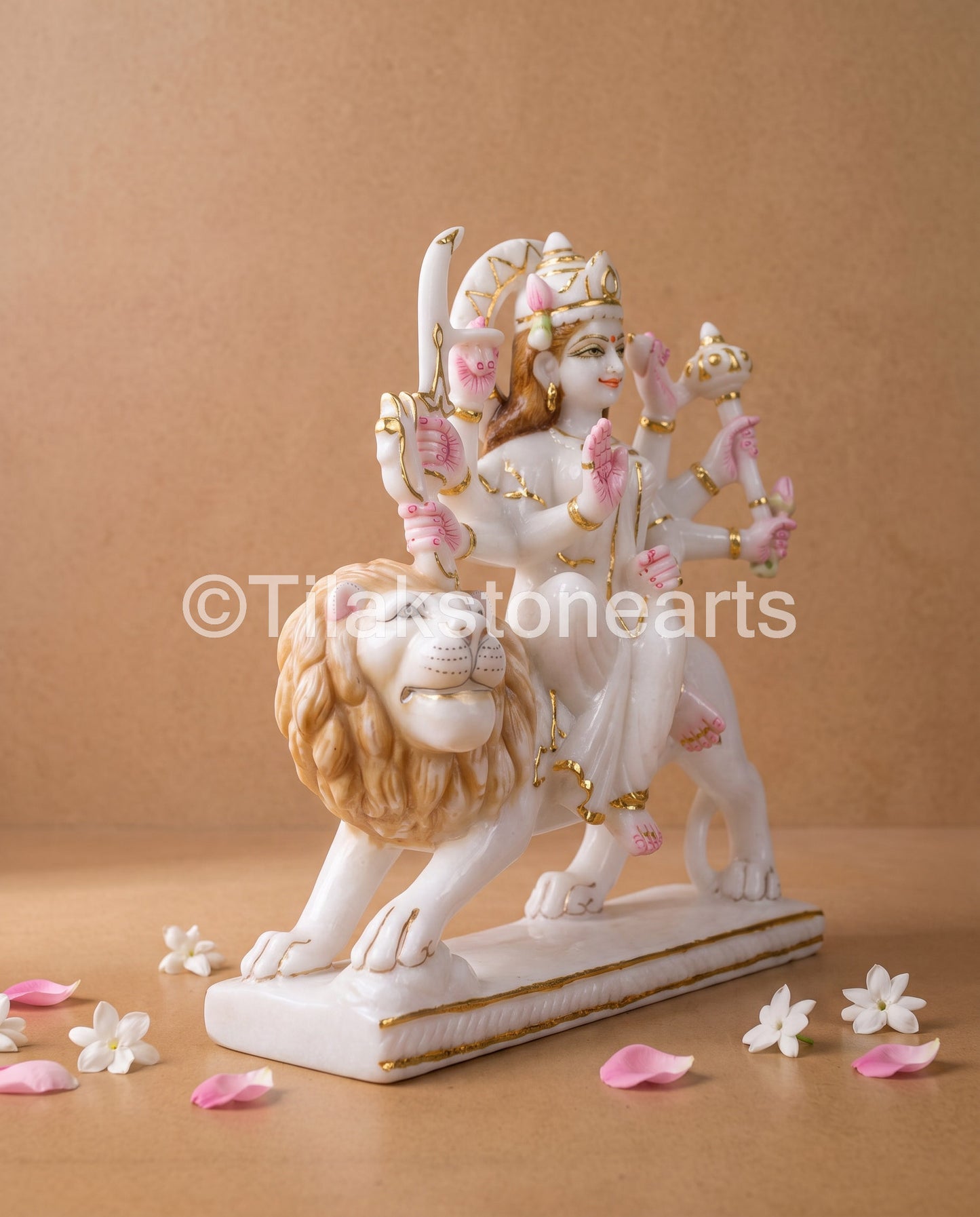 Durga Shakti Mata 11" Vietnam Pure White Marble Idol
