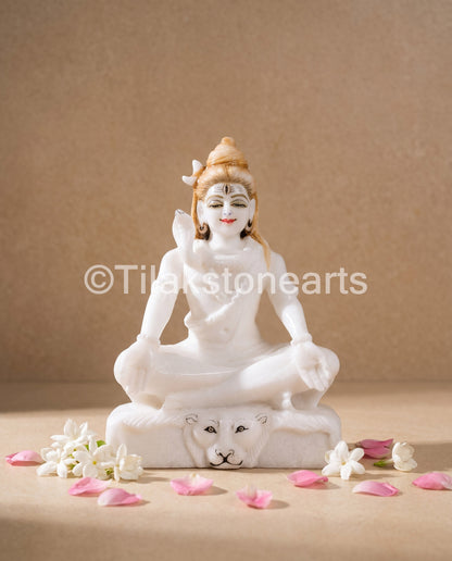 Lord Yogi Shiva 9" Vietnam Pure White Marble Idol