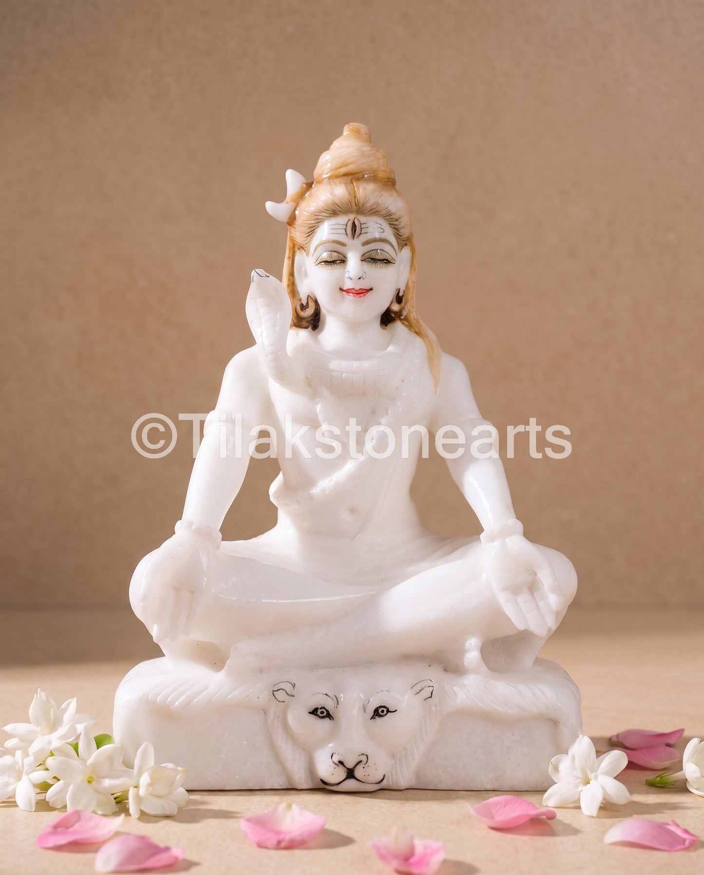 Lord Yogi Shiva 9" Vietnam Pure White Marble Idol
