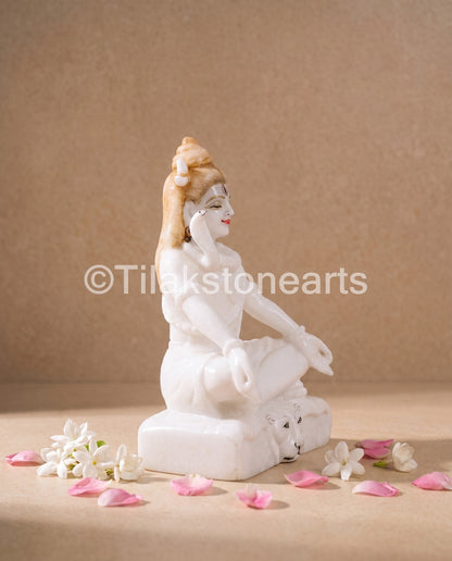 Lord Yogi Shiva 9" Vietnam Pure White Marble Idol