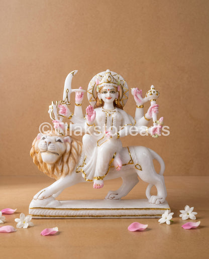 Durga Shakti Mata 11" Vietnam Pure White Marble Idol