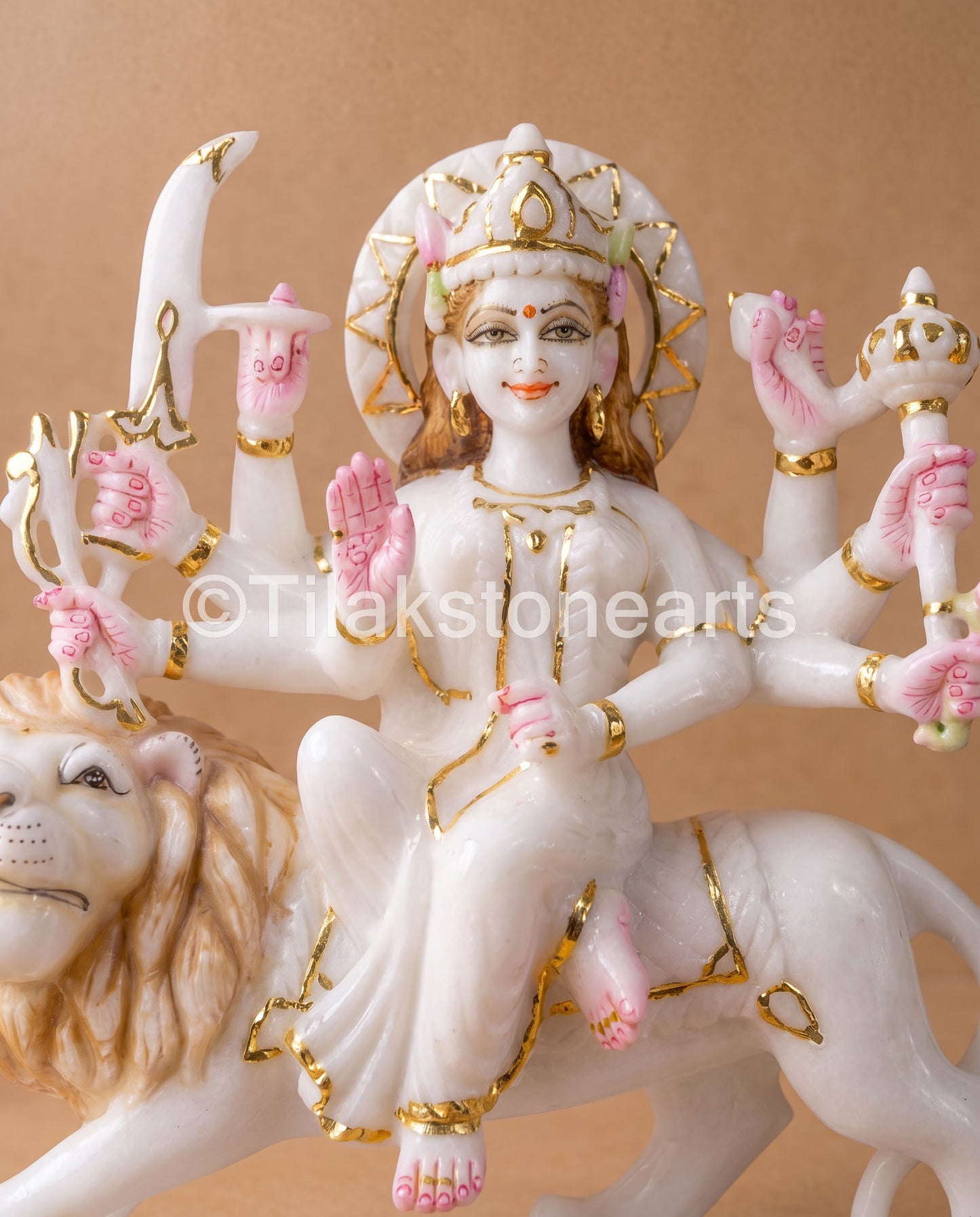 Durga Shakti Mata 11" Vietnam Pure White Marble Idol
