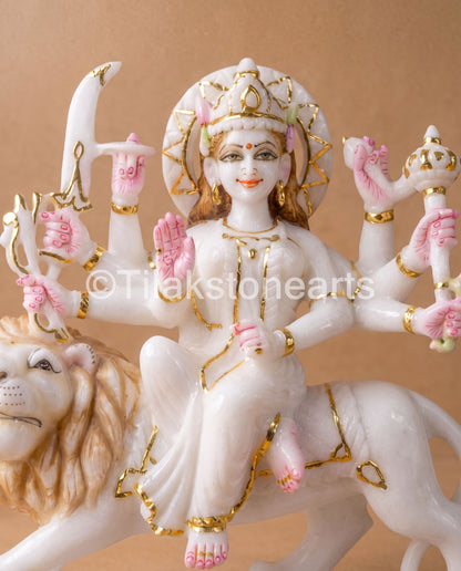 Durga Shakti Mata 11" Vietnam Pure White Marble Idol