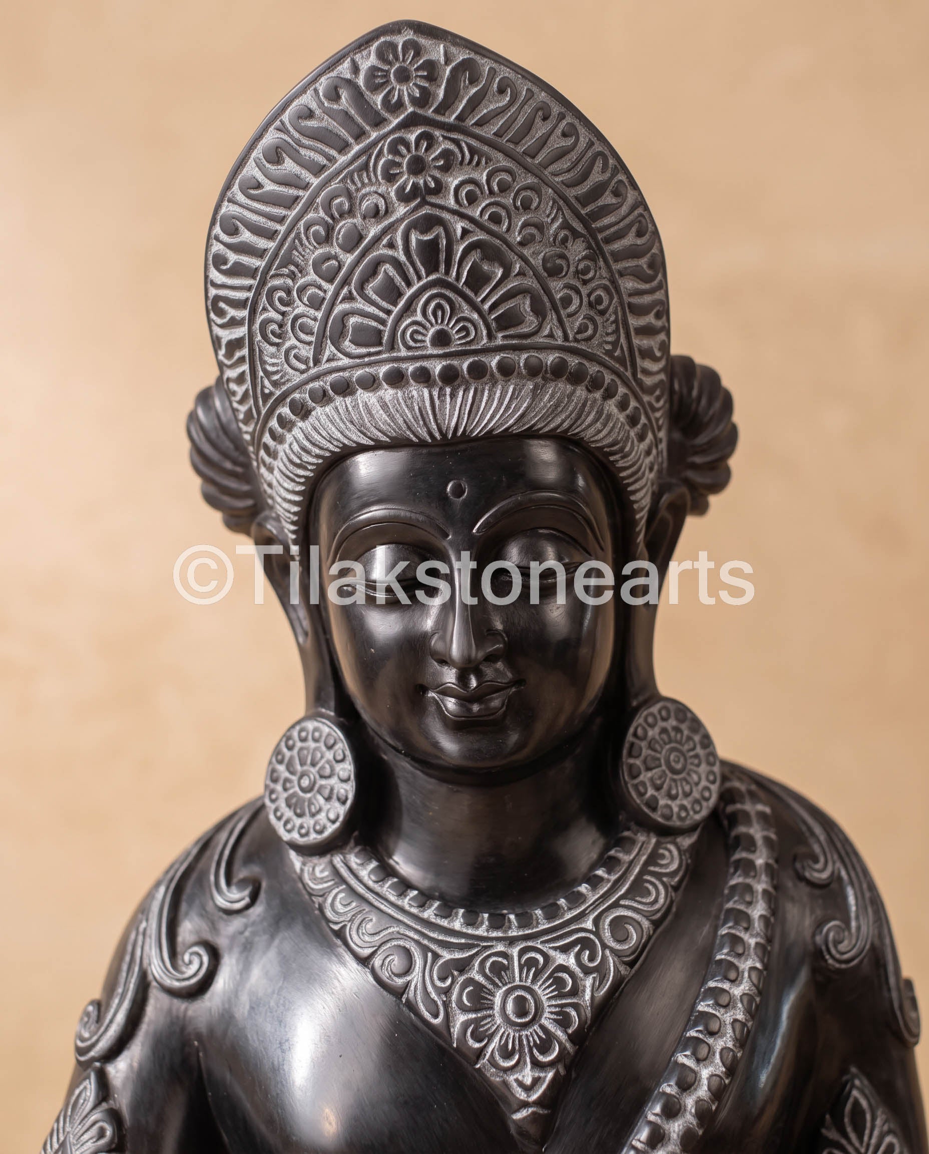 Divine Gautam Buddh 27" Pure Natural Black Stone Idol