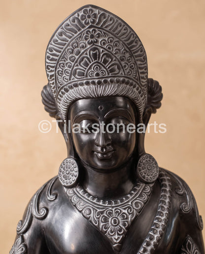 Divine Gautam Buddh 27" Pure Natural Black Stone Idol
