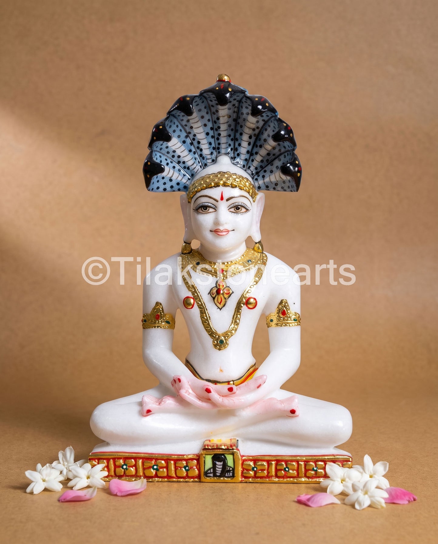 Parshwanath Bhagwan Jain God 11" Vietnam Pure White Marble Idol