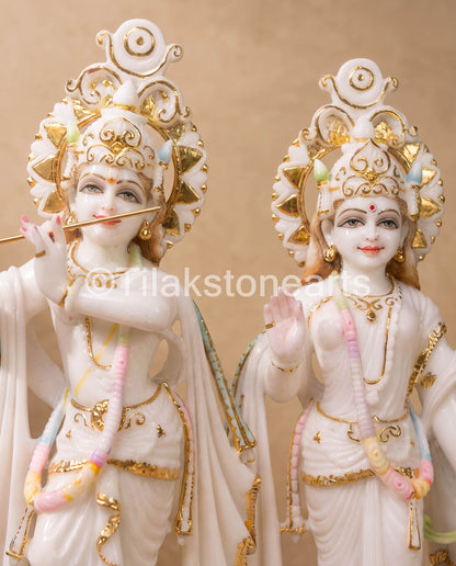 The Divine Radha Krishna Jodi 15" Vietnam Pure White Marble Idol
