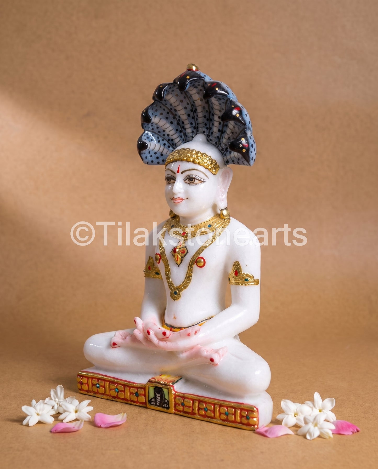Parshwanath Bhagwan Jain God 11" Vietnam Pure White Marble Idol