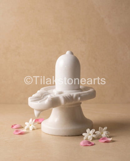 Shiva Mukha Shivlingum 9" Vietnam Pure White Marble